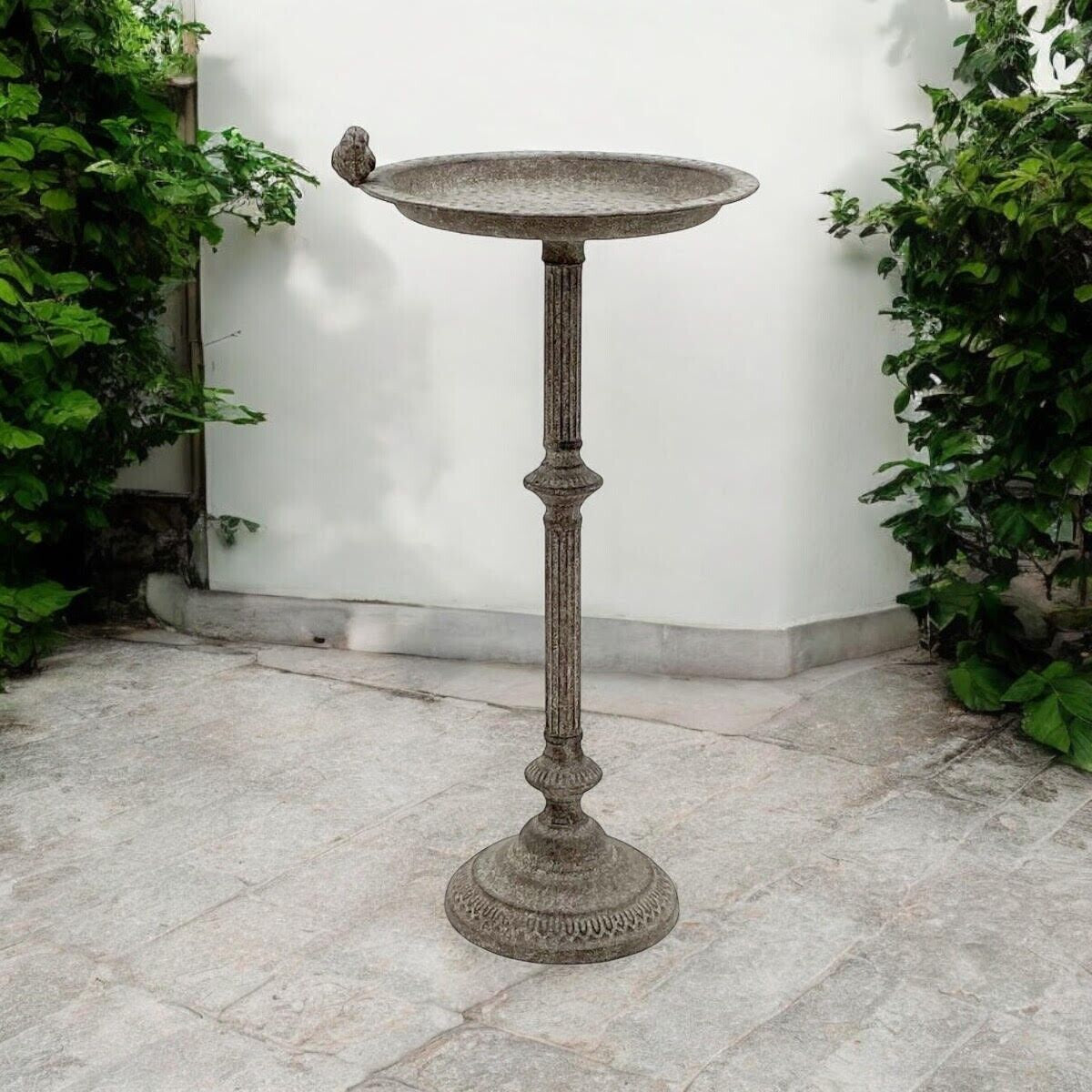 Antique Hand-Finished 65Cm Iron Birdbath Metal Feeder to Outdoor Garden Ornament