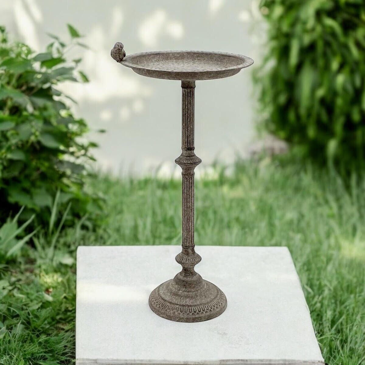 Antique Hand-Finished 65Cm Iron Birdbath Metal Feeder to Outdoor Garden Ornament