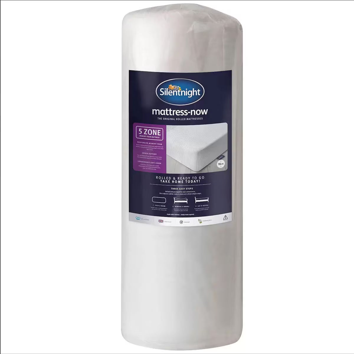 Now 5 Zone Rolled Memory Foam Mattress, Single