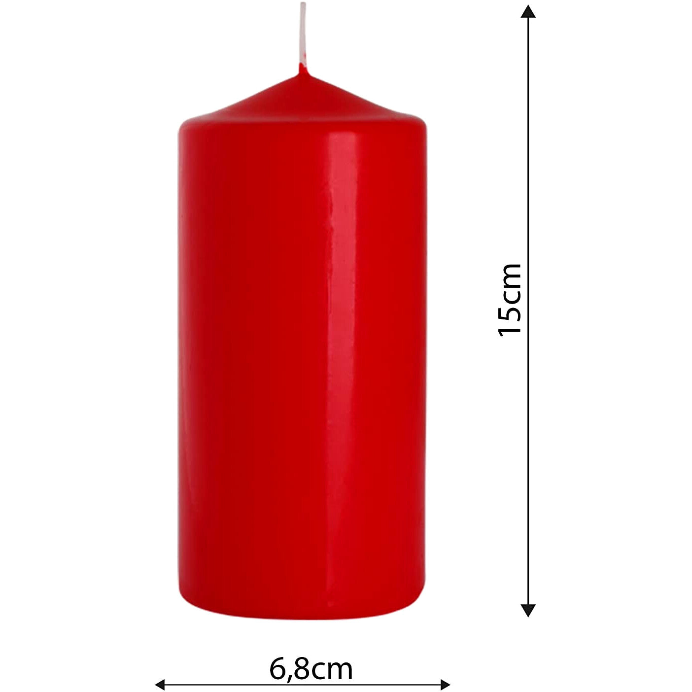 Set of 6 Church Large Pillar Candles 66 Hours Burning Time Ivory White 7Cm/15Cm