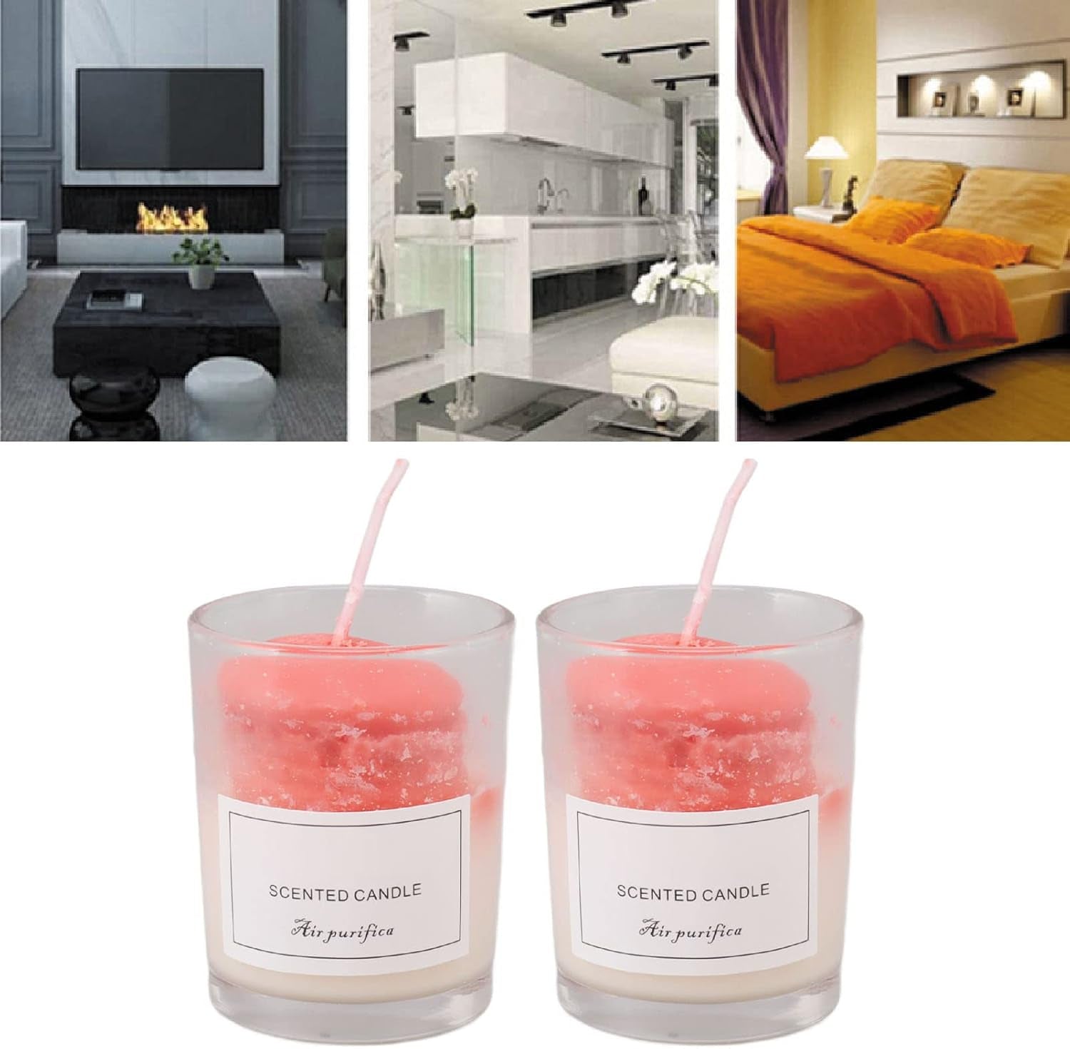 Soy Scented Aromatherapy Candle Gifts, Low Temperature Ease Mood Purify Indoor Air Set of 2 Smokeless Soy Aromatherapy Candles for Meditation (Type C Macaroon)