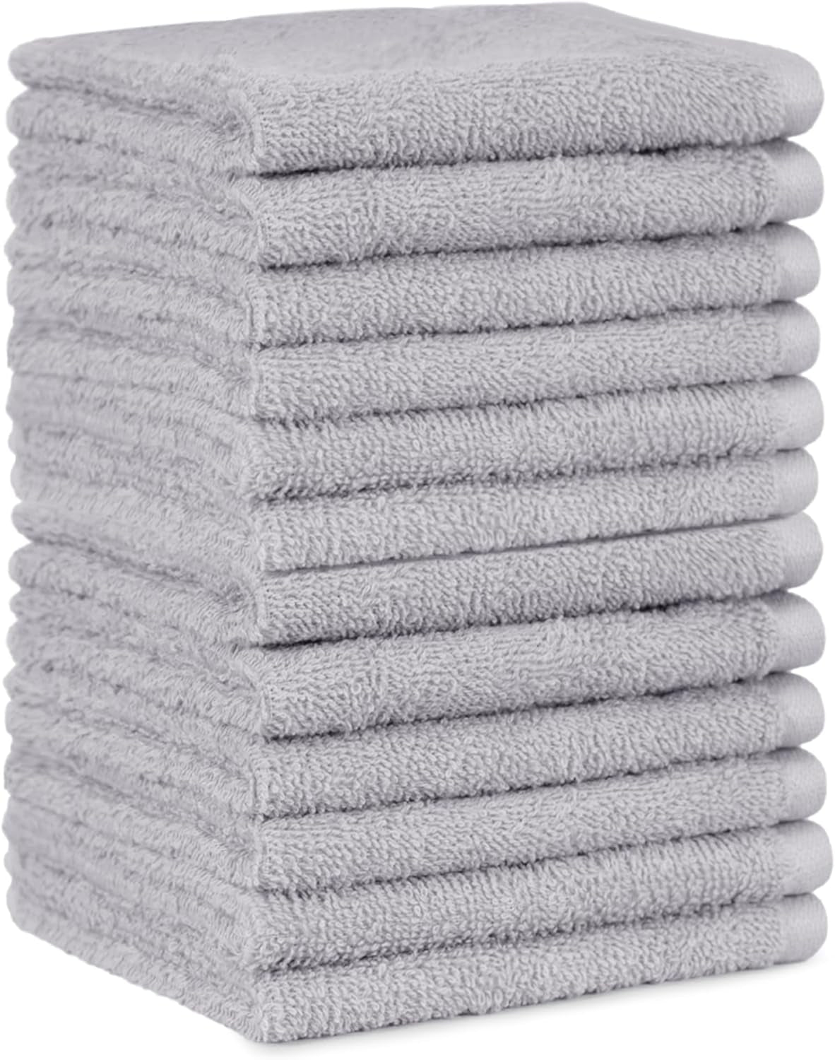 Face Towels for Bathroom, 100% Cotton Extra Absorbent Washcloth, Fast Drying - Salon Towel - 12-Pack, Grey (30 X 30 Cm)