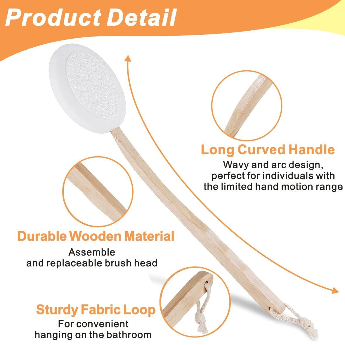 Long Handle Cream Lotion Applicator Body Massager Scrubber SPA Bath Shower Brush