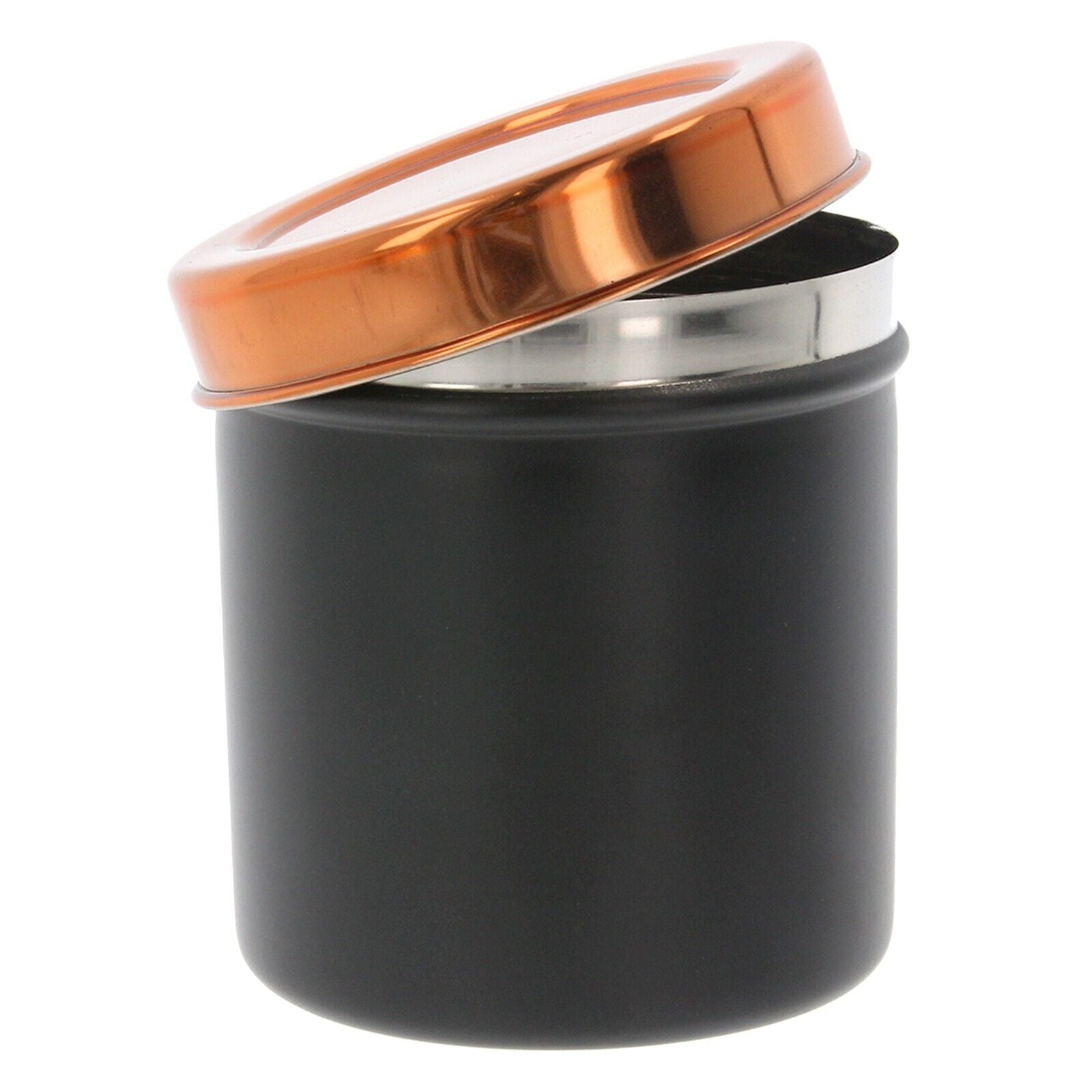 Tea Coffee Sugar Canisters Black Copper Set of 3 Kitchen Storage Jars Pots Metal