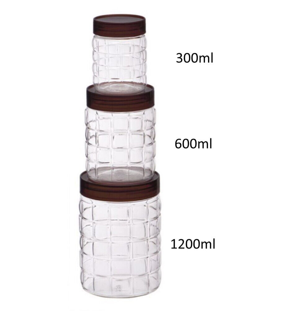 18 X Plastic Storage Containers Jars Clear Dry Food Canisters Set Screw Top PET