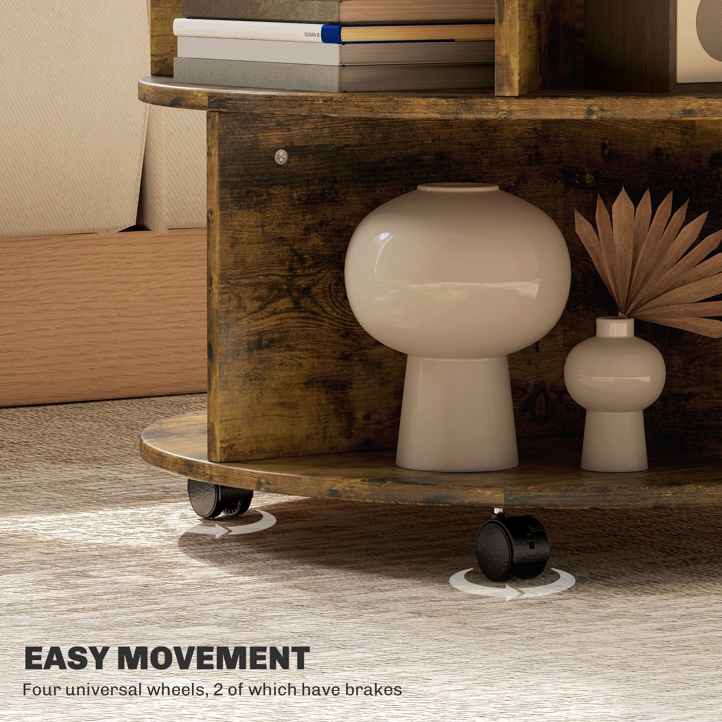 3 Tier round Coffee Table with Storage Shelves for Living Room