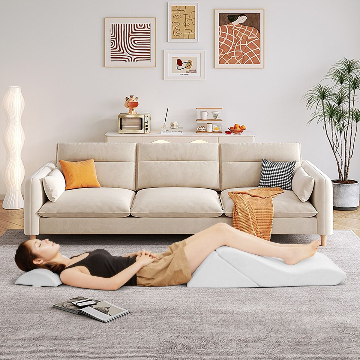 3 PCS Bed Wedge Pillow Set with Machine-Washable Cover for Snoring