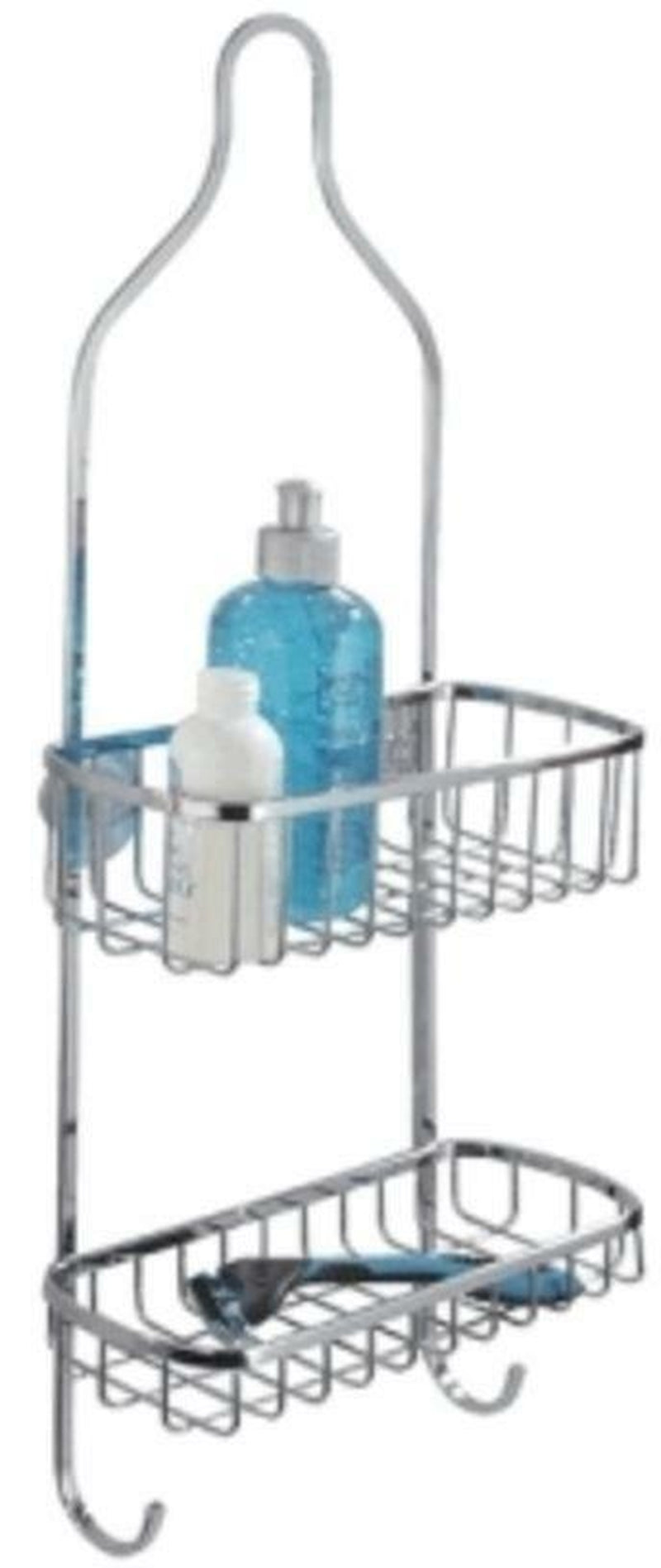 Extra Large Stylish Bath Shower Caddy Hook Chrome Hanging Hook over Bath Basket