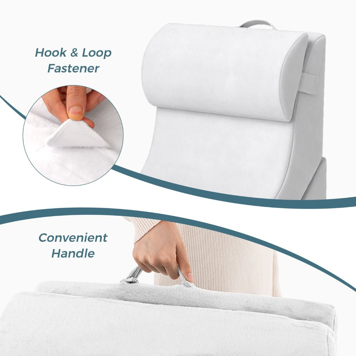 3 PCS Bed Wedge Pillow Set with Machine-Washable Cover for Snoring