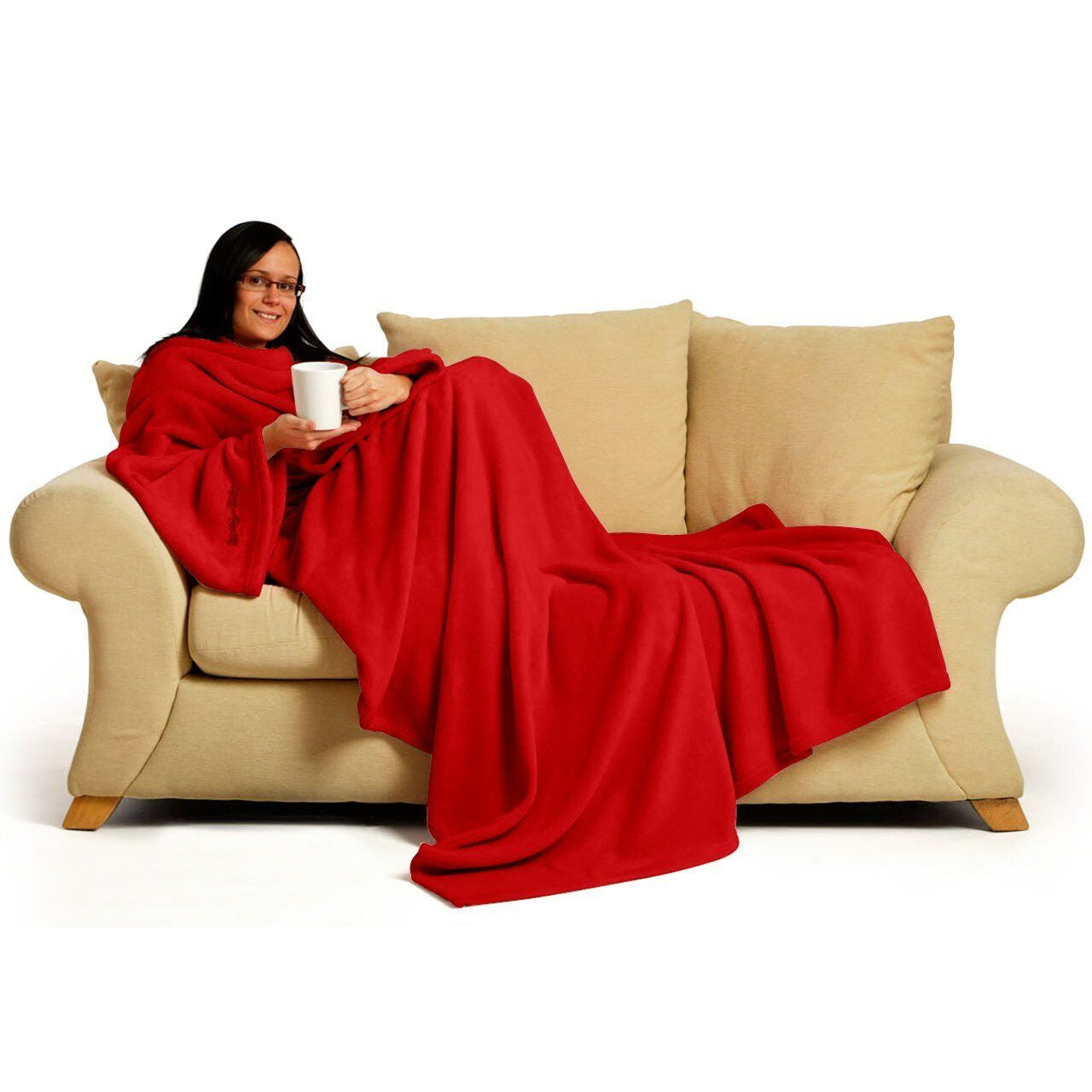 Genuine Snug Rug DELUXE ™ ADULT Cosy Warm SLEEVED Arms Blanket Fleece Official