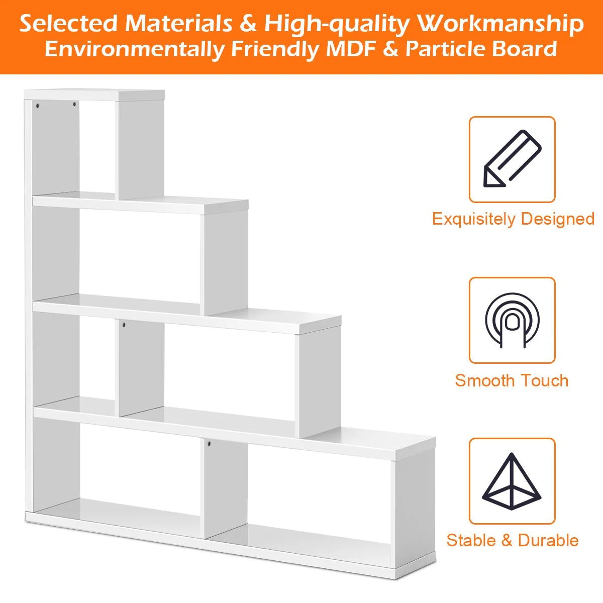 6-Cube Ladder Bookcase for Living Room Study Office