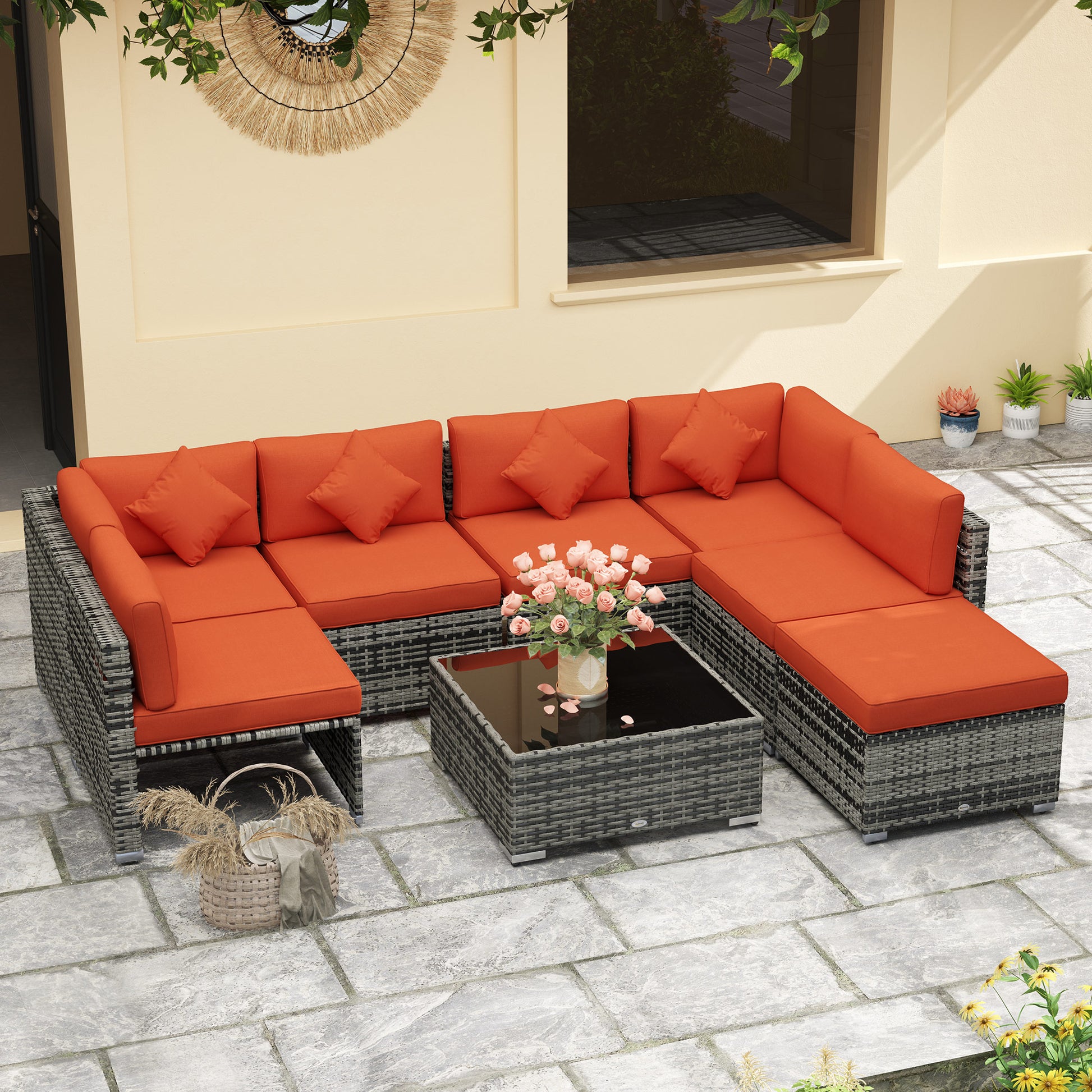 Rattan Outdoor Garden Furniture Patio Corner Sofa Set with Cushions
