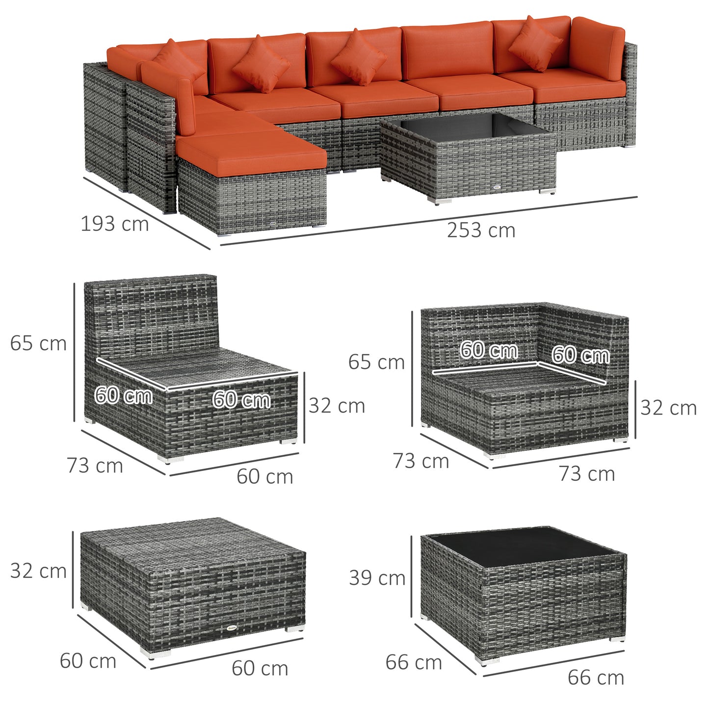 Rattan Outdoor Garden Furniture Patio Corner Sofa Set with Cushions