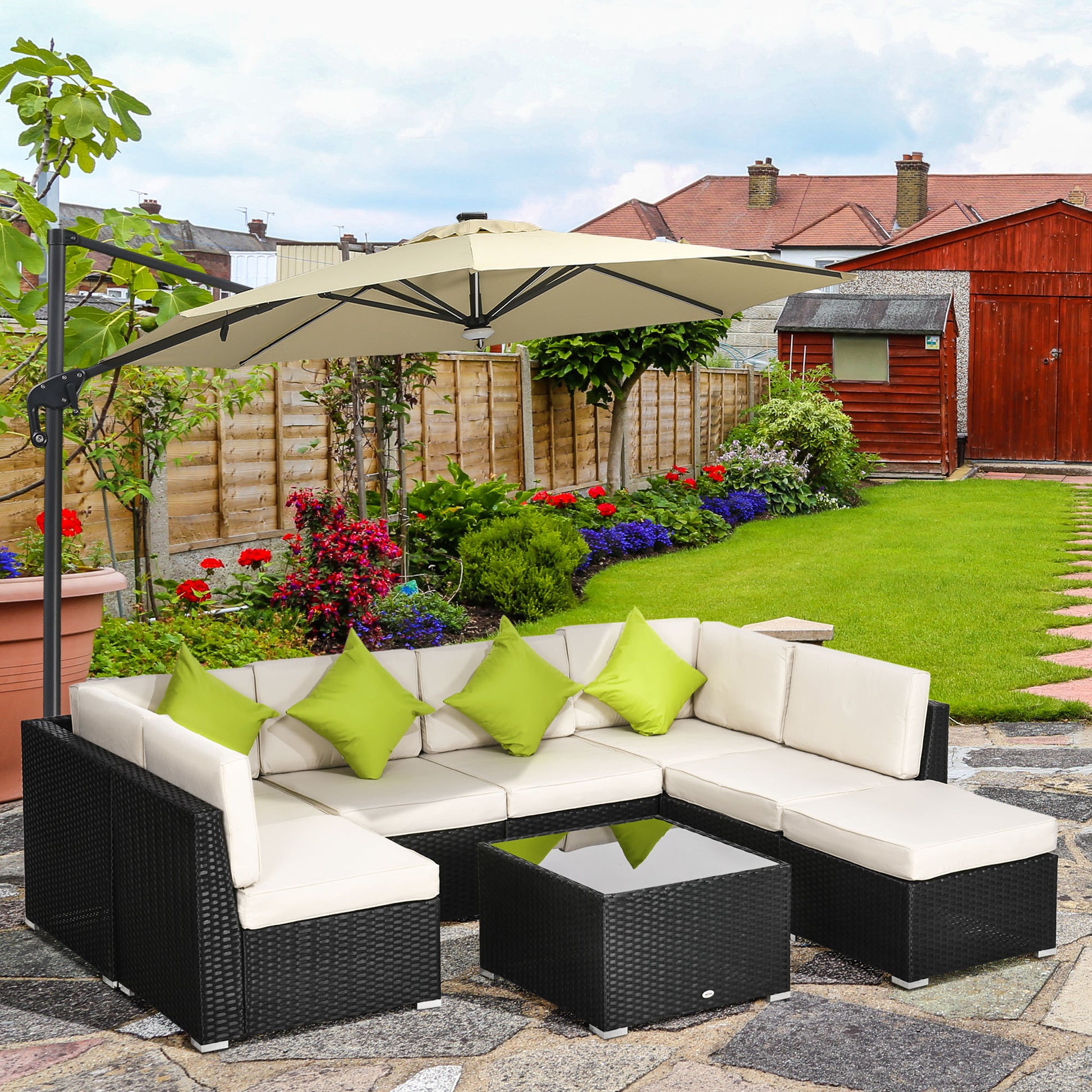 Rattan Outdoor Garden Furniture Patio Corner Sofa Set with Cushions