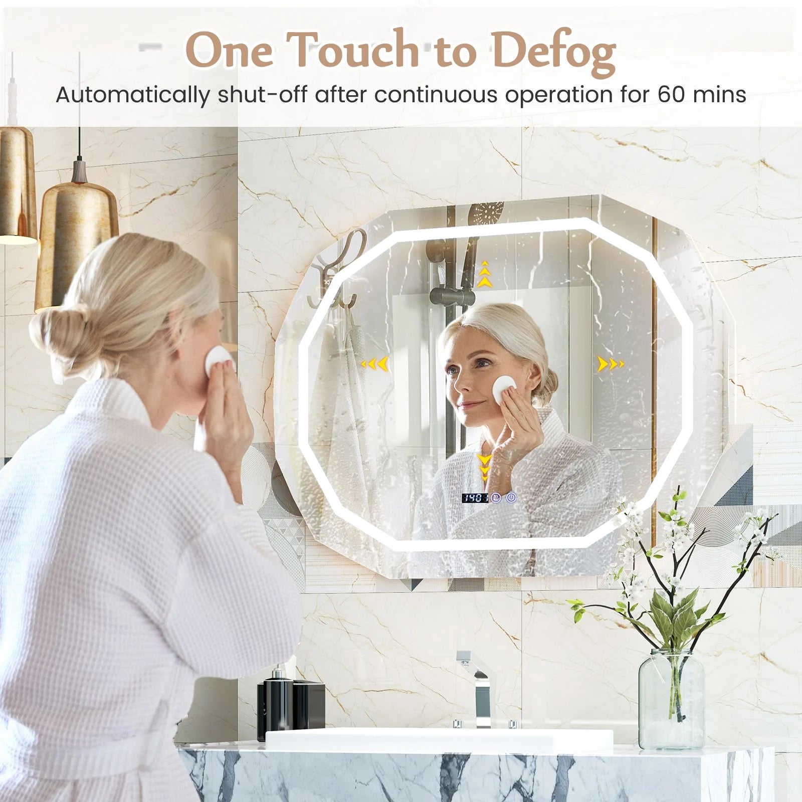 Anti-Fog Mirror LED Bathroom Mirror with 3 Color LED Light