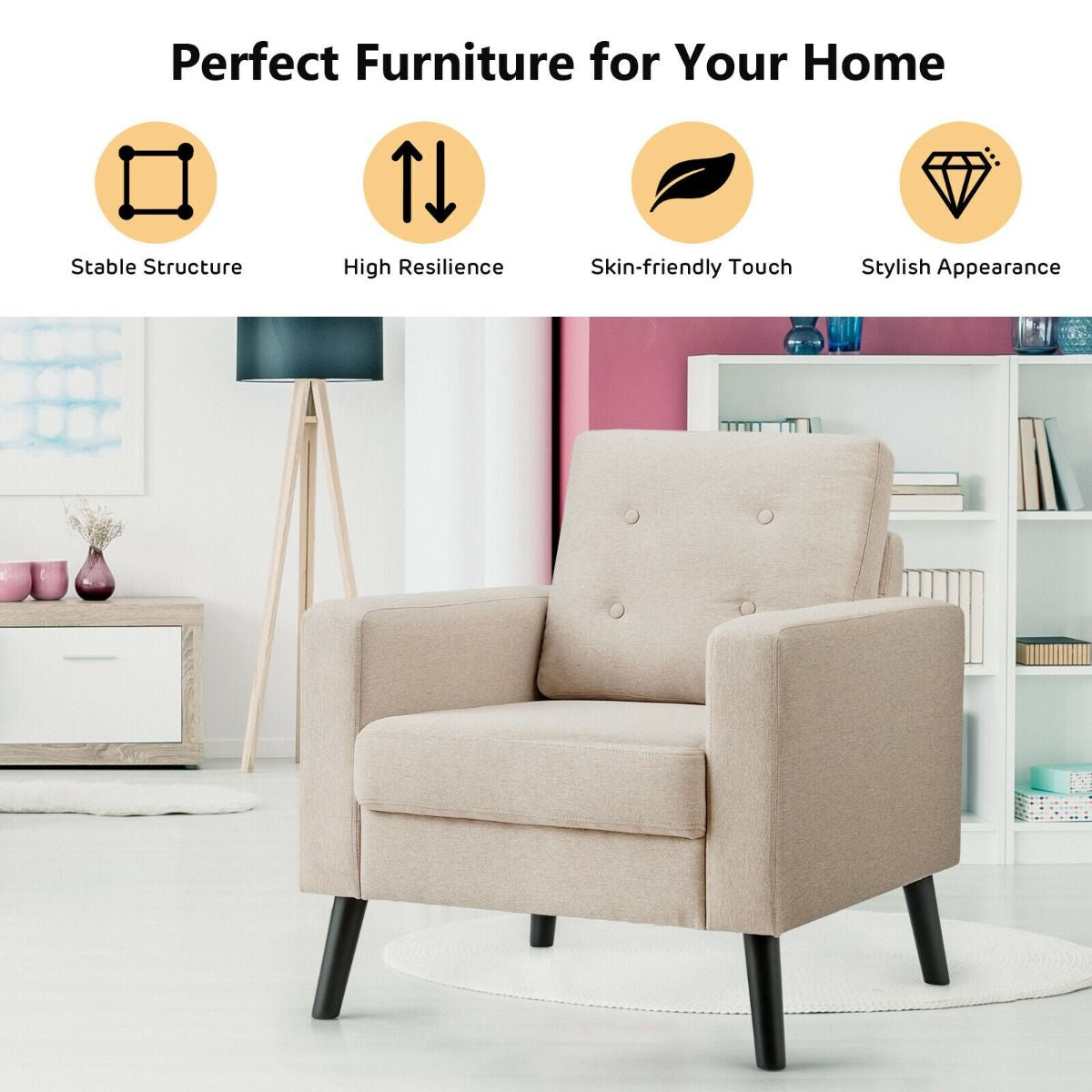 Modern Upholstered Accent Sofa Chair for Living Room
