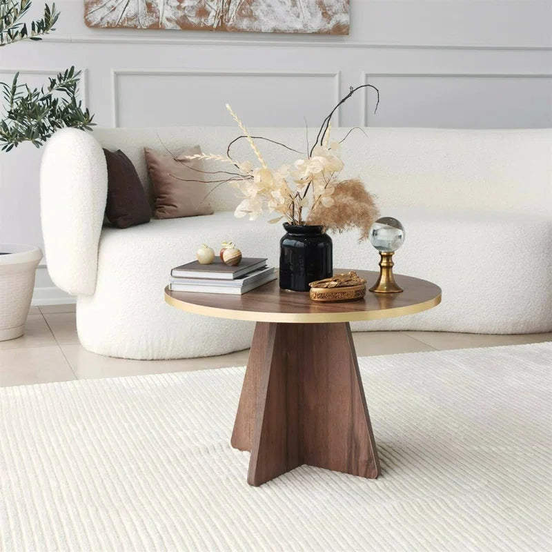 Coffee Table Dkluiver, Low Coffee Table, Magazine Rack for Sofa, 60X60H40 Cm, Gold
