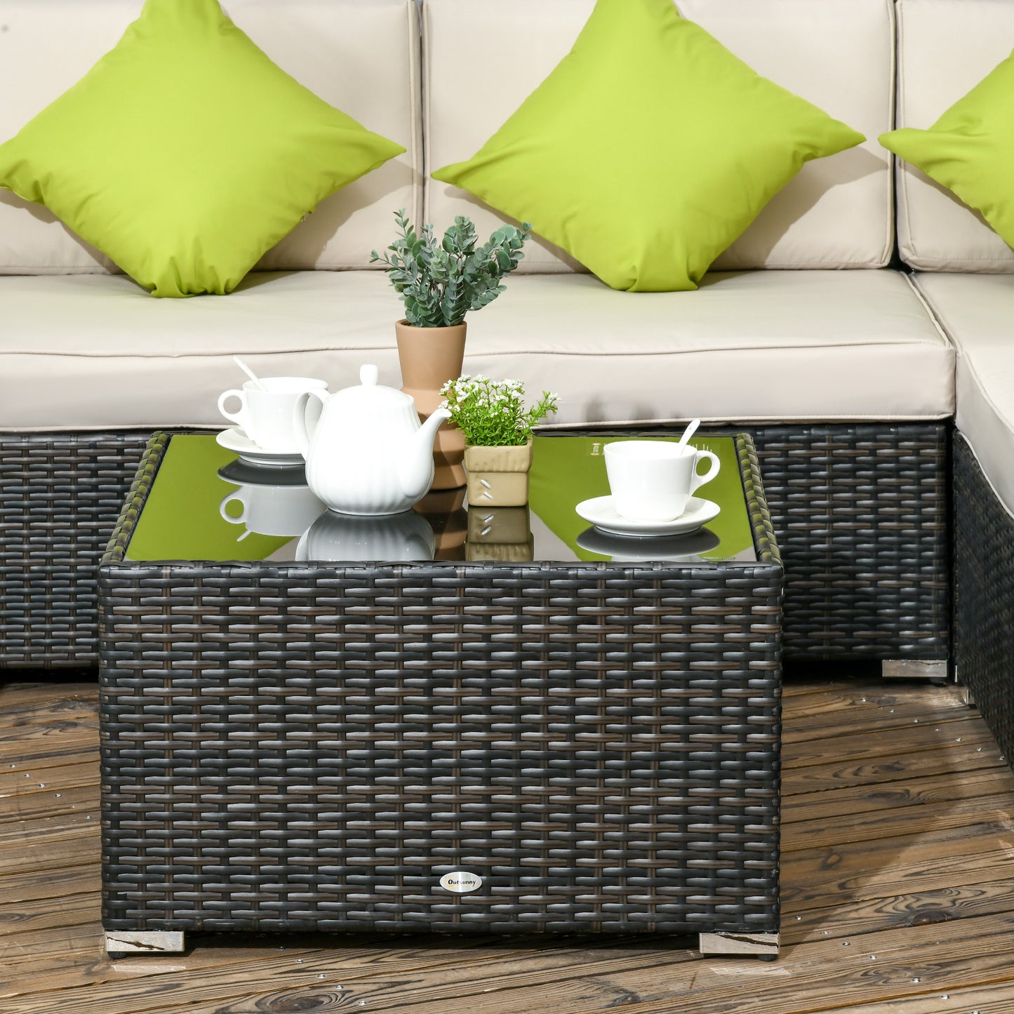 Rattan Outdoor Garden Furniture Patio Corner Sofa Set with Cushions