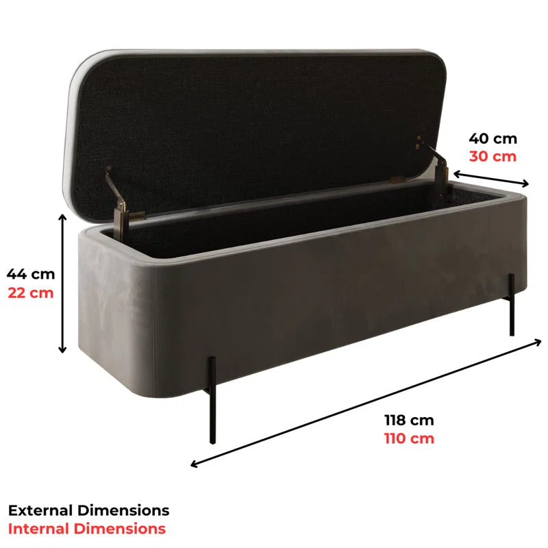 Analisha Velvet Upholstered Storage Bench