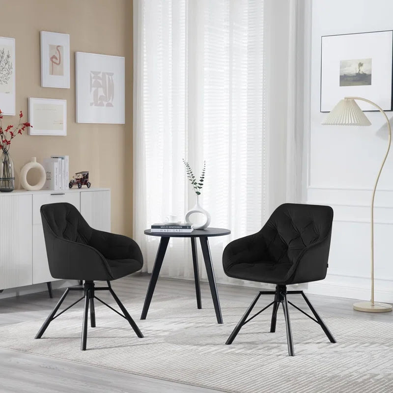 Dining Chair Swiveling, 1X Swivel Chair with Armrests, Dining Chair, Kitchen Chair, Upholstered Chair, Armchair, for Dining Room, Kitchen, Living Room, with Metal Legs, Velvet Cover, Cream