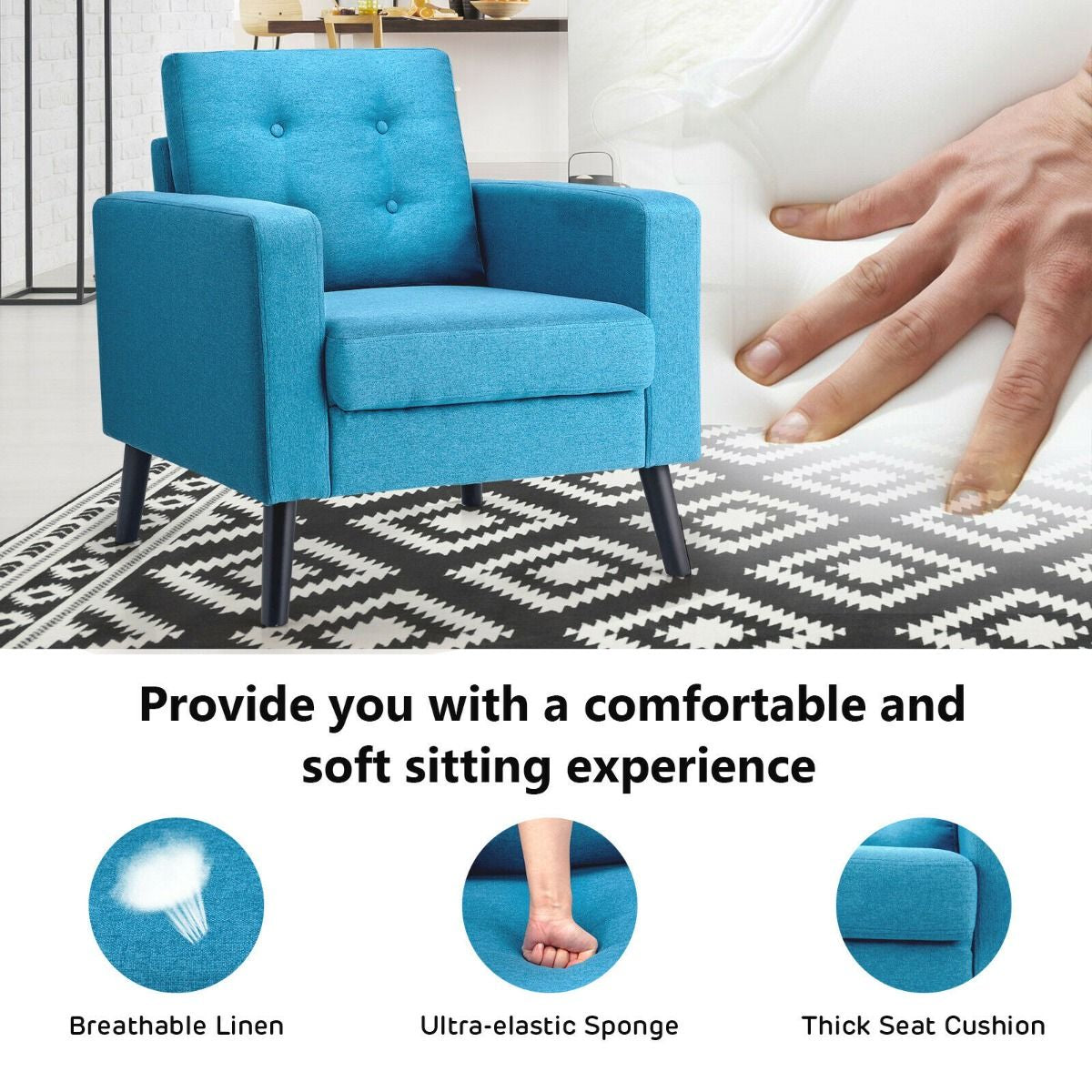 Modern Upholstered Accent Sofa Chair for Living Room