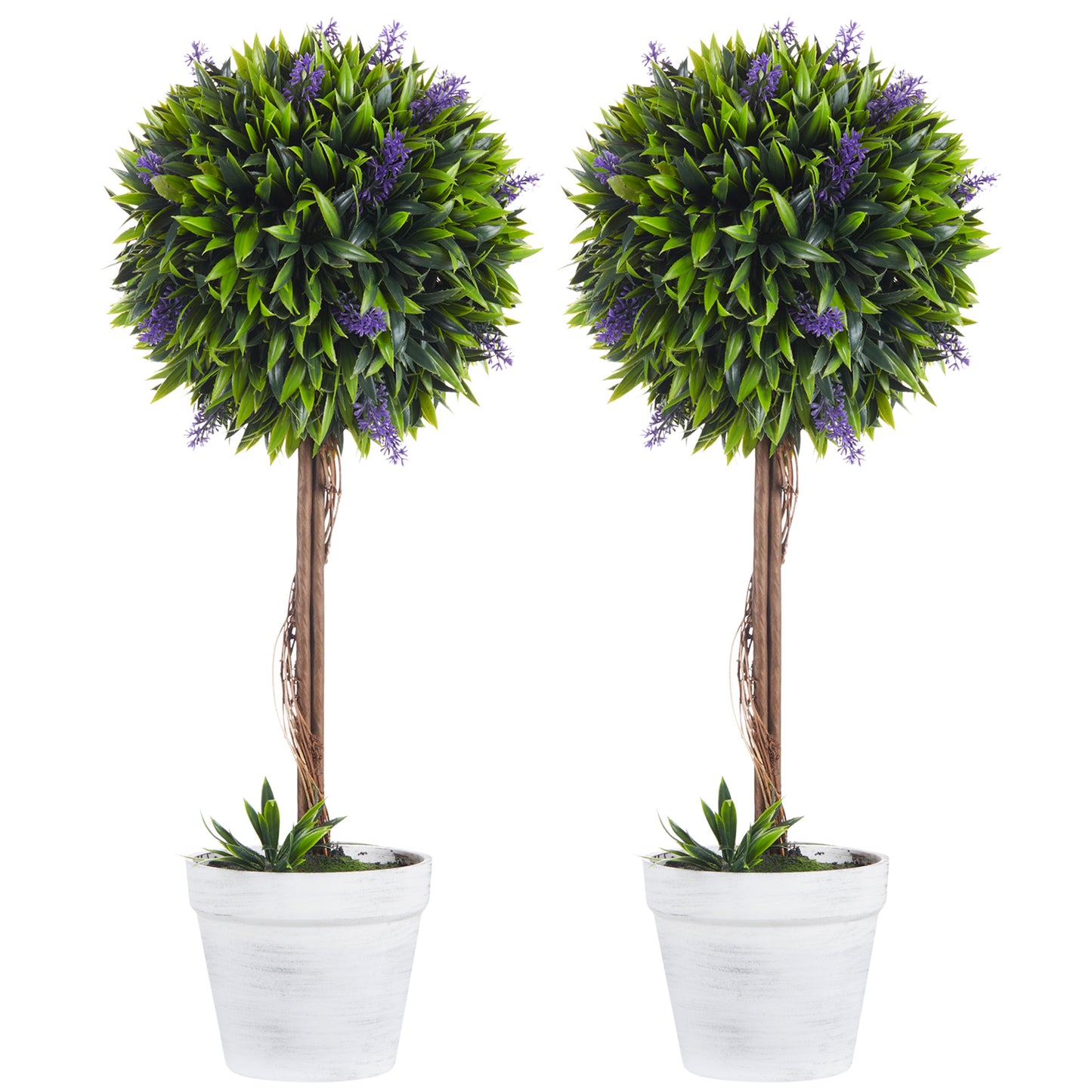 Set of 2 Decorative Artificial Plants Ball Trees with Flower