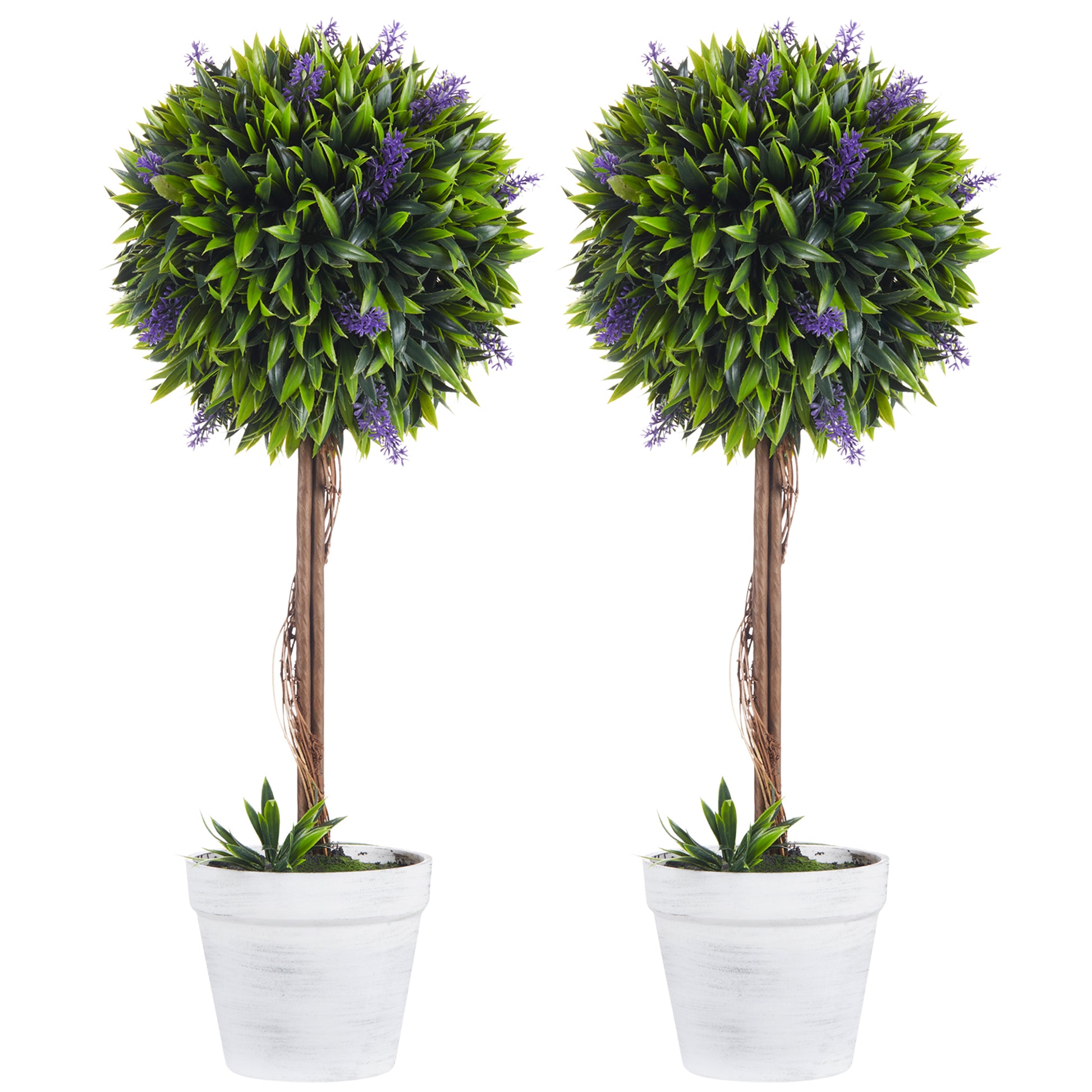 Set of 2 Decorative Artificial Plants Ball Trees with Flower
