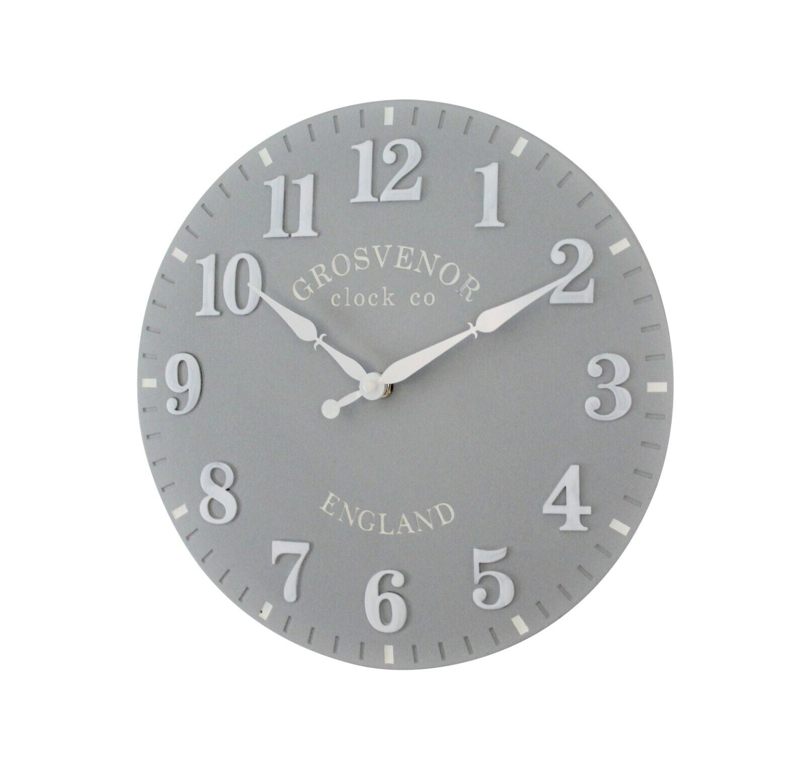 Wall Clock Grey Garden Indoor Outdoor Hand Painted Church Clock Arabic 30Cm