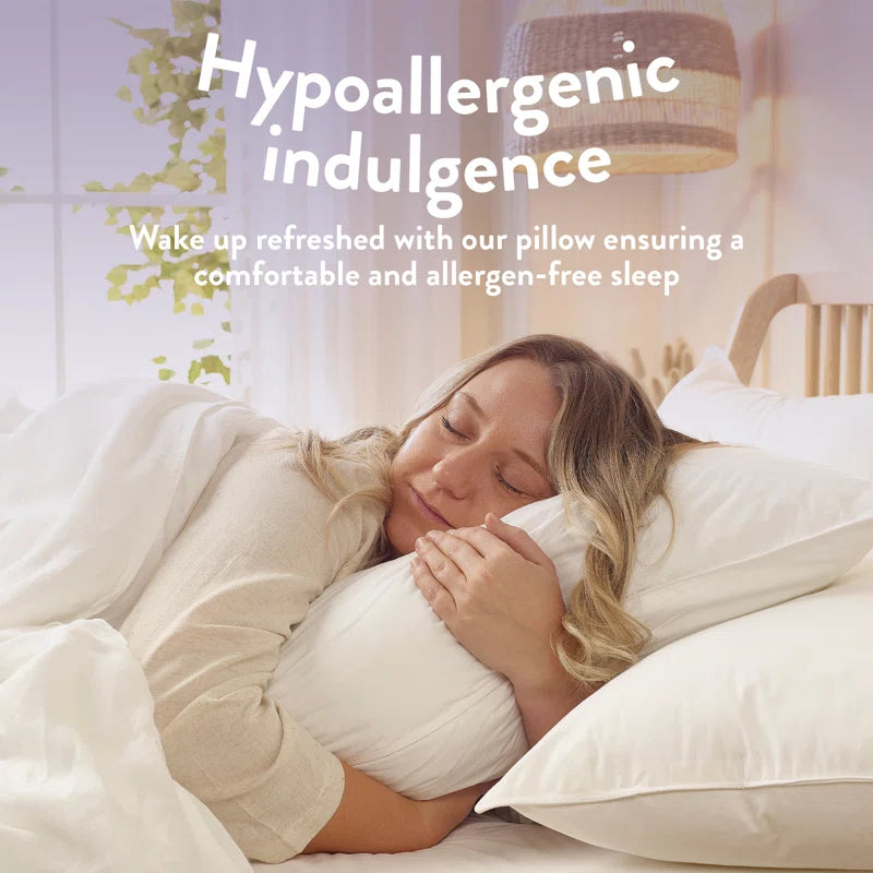 Duck Feather 100% Cotton Cover Medium Support Back Sleeper Machine Washable Pillow