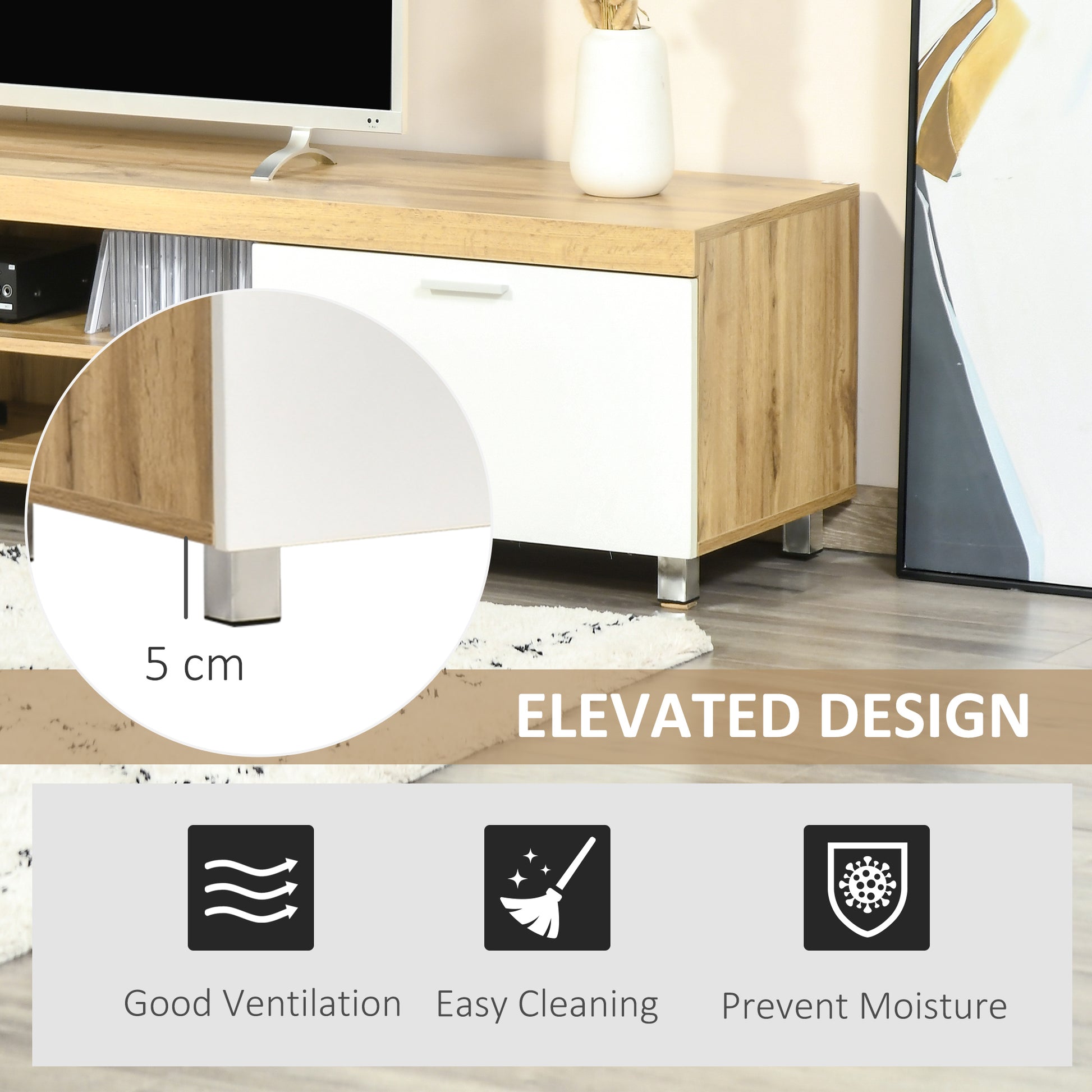 Modern Unit for TV W/ Cabinet Shelf for Living Room