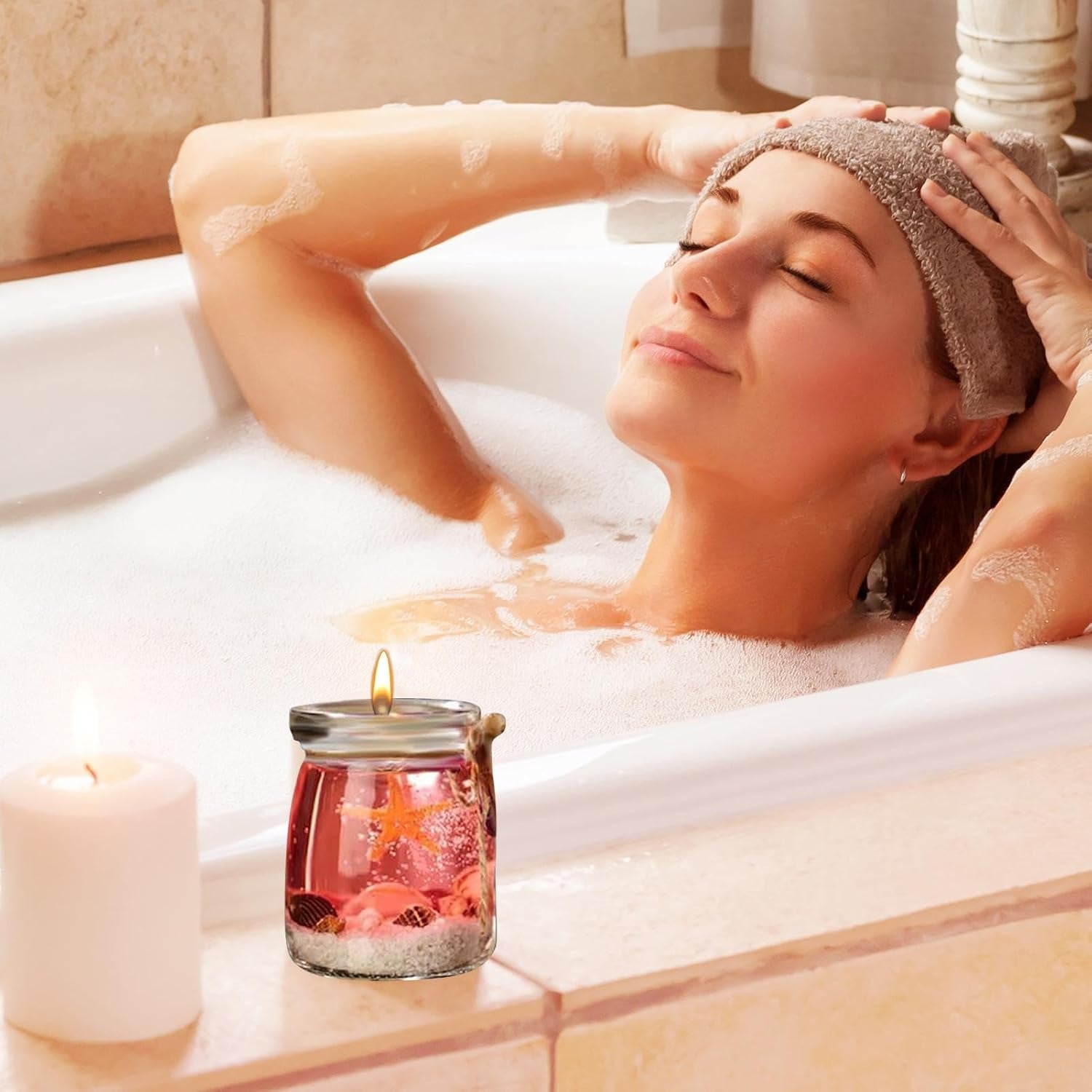 Aromatherapy Candles, Sea Theme Gel Candle, Home Air Freshener, Aromatherapy Jar Candles for Creating Relaxing Ambience