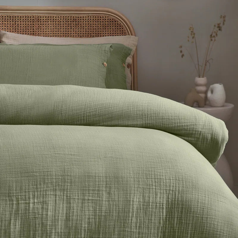 Mukadas Cotton Solid Colour Duvet Cover Set with Pillowcases