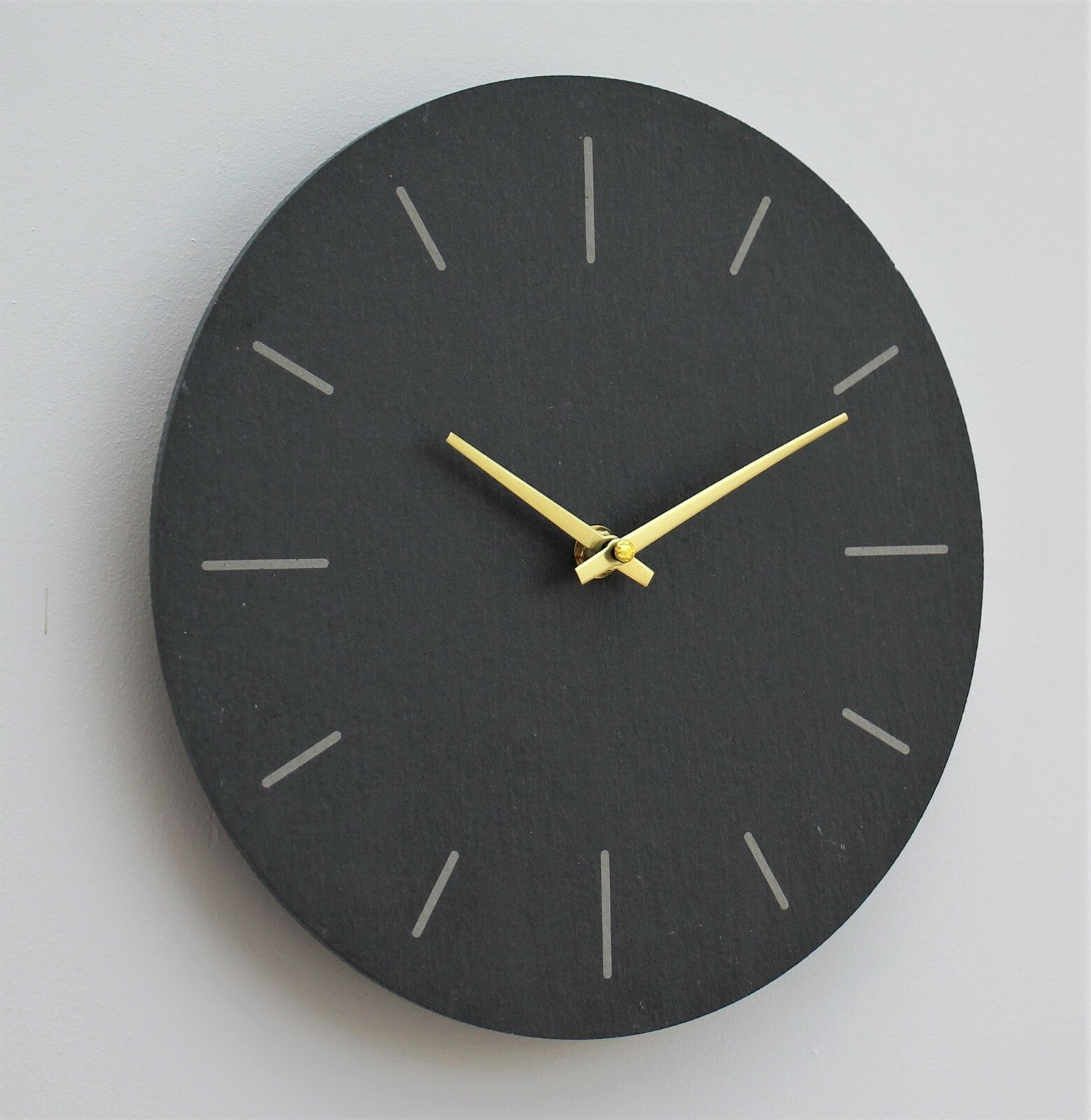 Wall Clock Grey Natural Slate Garden Indoor Outdoor Hand Finished Clock 30Cm