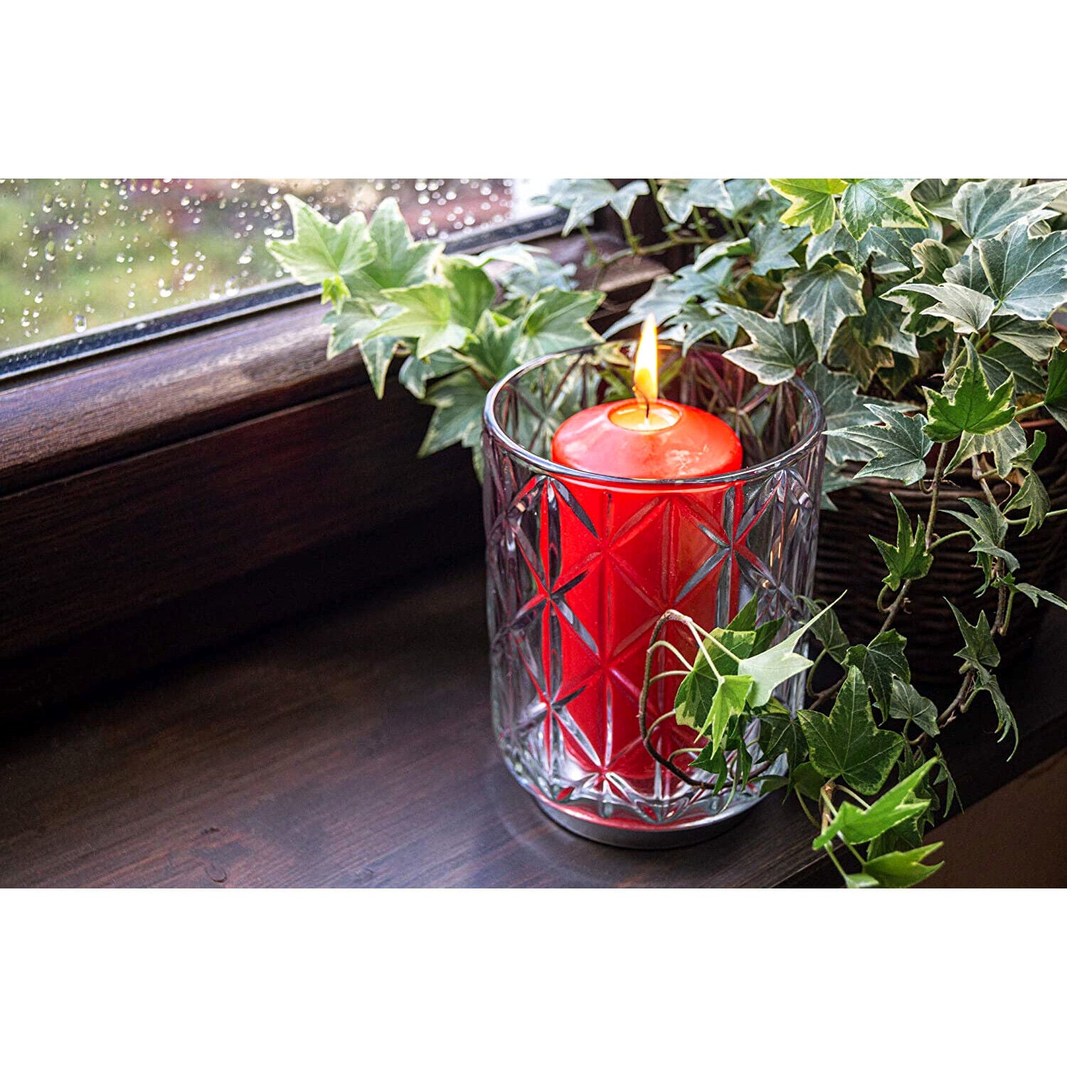 Set of 6 Church Large Pillar Candles 66 Hours Burning Time Ivory White 7Cm/15Cm