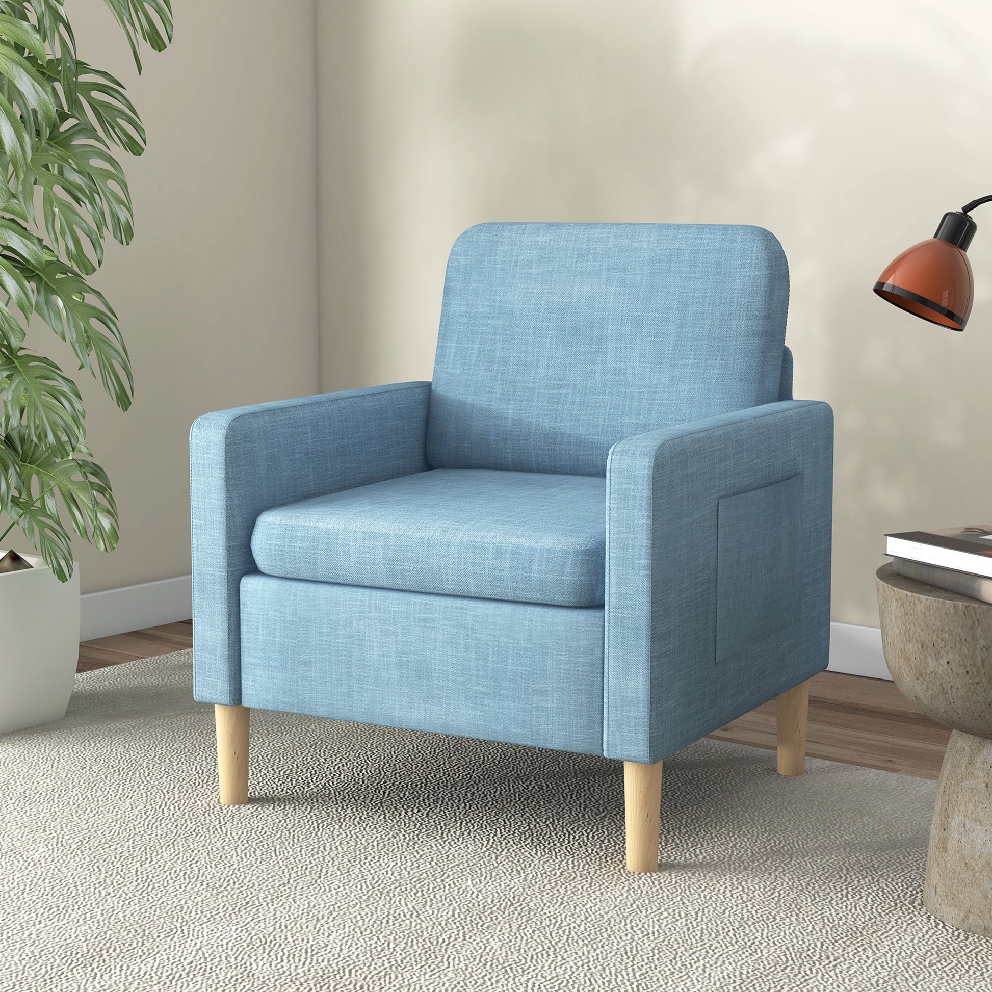 Modern Armchair Fireside Chair Upholstered Accent Chair for Living Room