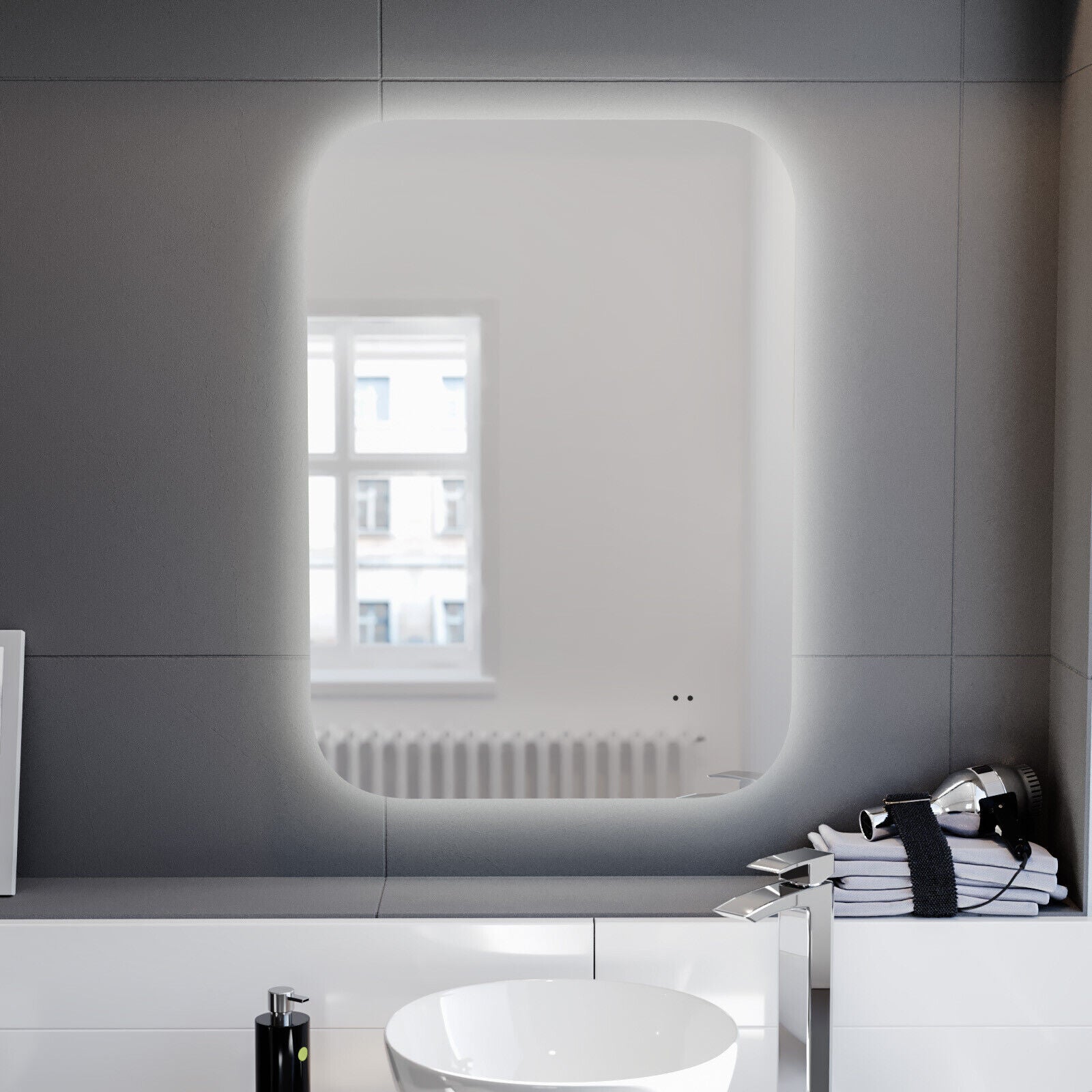 Nes Home Motion Sensor Bathroom LED Mirror Shaver Socket Demister 500 X 700Mm