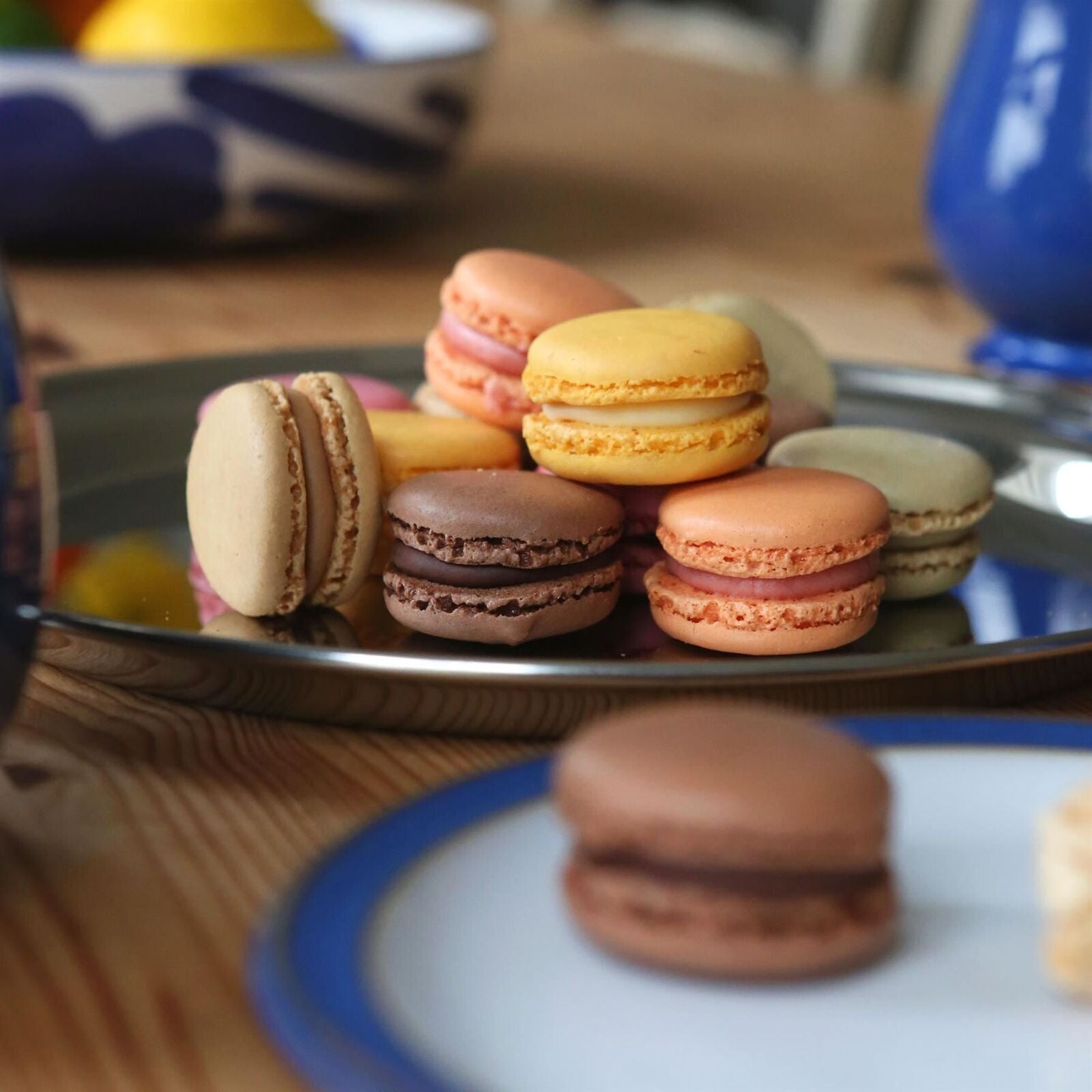 6X 35.5Cm round Stainless Steel Serving Trays Metal Food Tea Dinner Trays