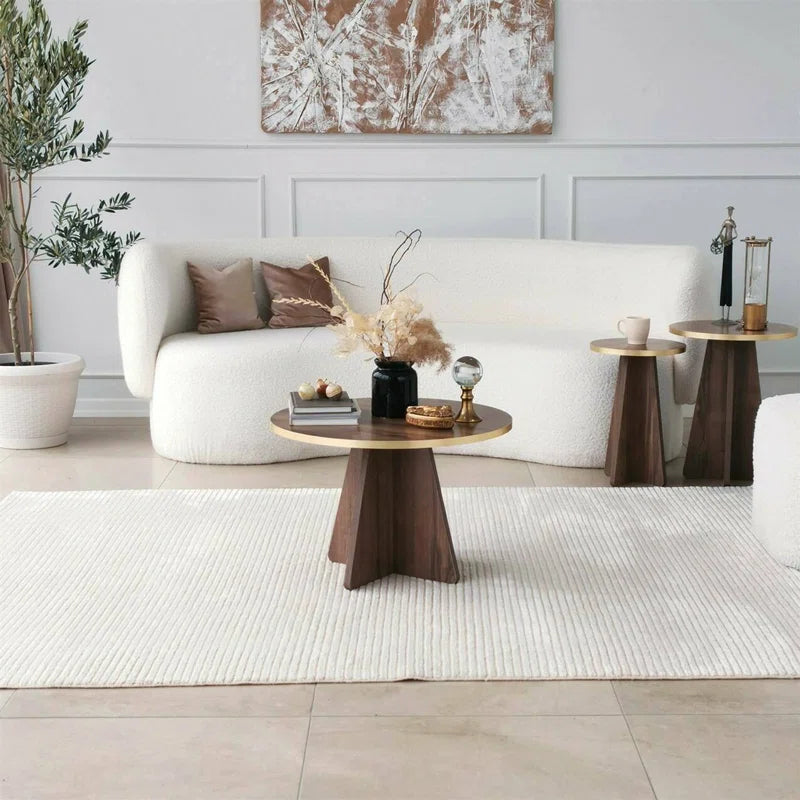 Coffee Table Dkluiver, Low Coffee Table, Magazine Rack for Sofa, 60X60H40 Cm, Gold