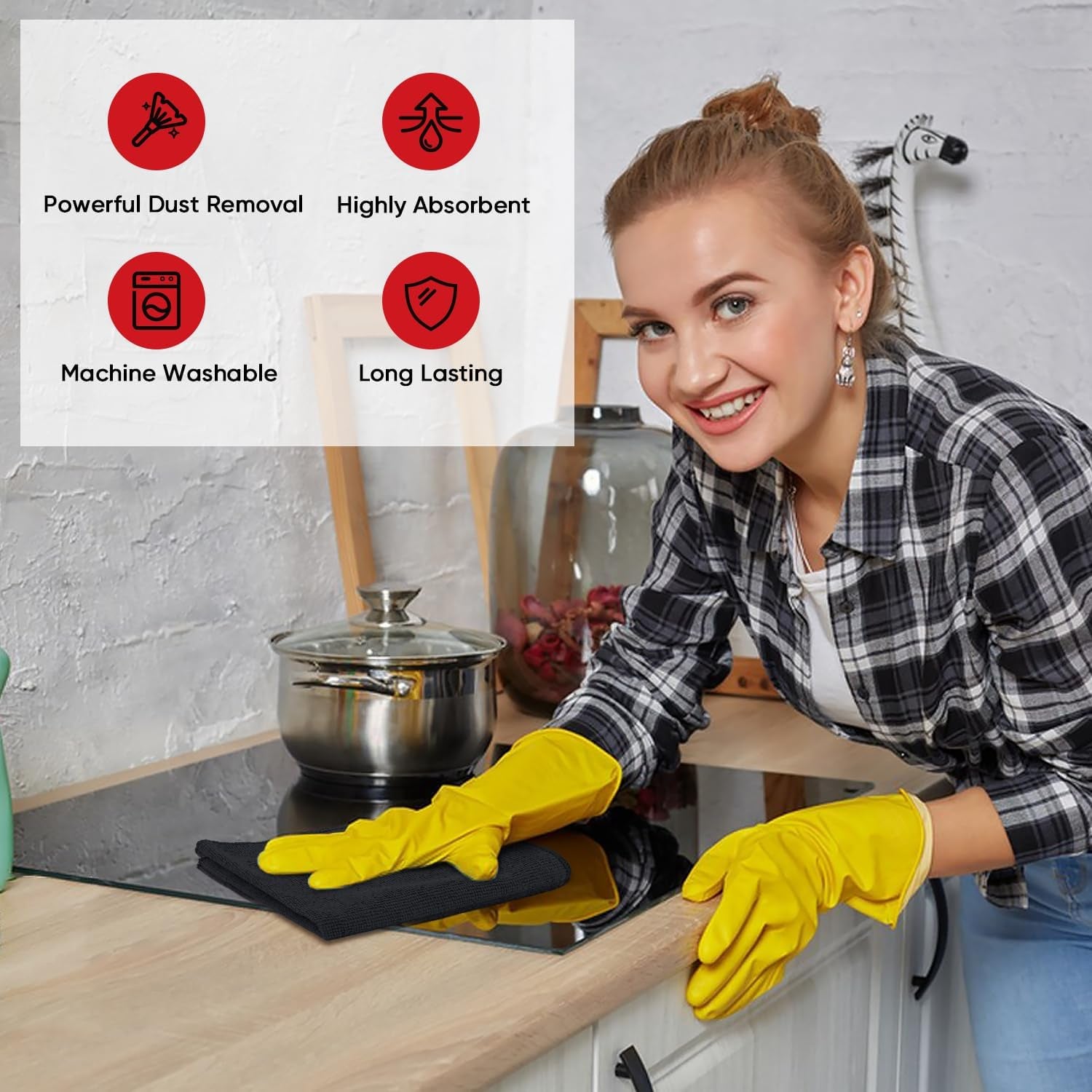 Microfibre Cloth 24 Pack-Premium All-Purpose Cleaning Cloths for Cars-Soft & Absorbent Lint Free Streak Free Wash Cloth for House, Kitchen, Windows,30X40Cm