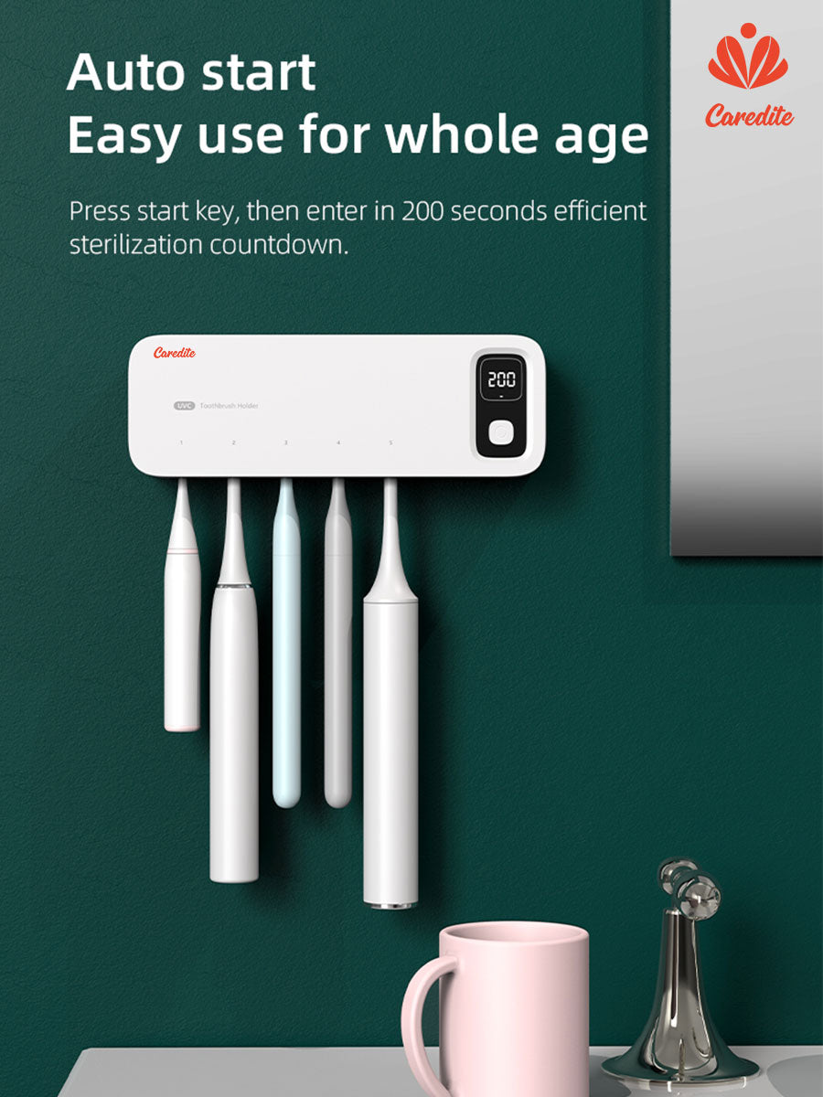 Caredite 2023 Toothbrush Sterilizer Holder with New Multi Colors, Fast Drying Professional Home Toothbrush Sterilizer Protect Your Family Oral Health Bathroom Wall-Mounted Adjustable