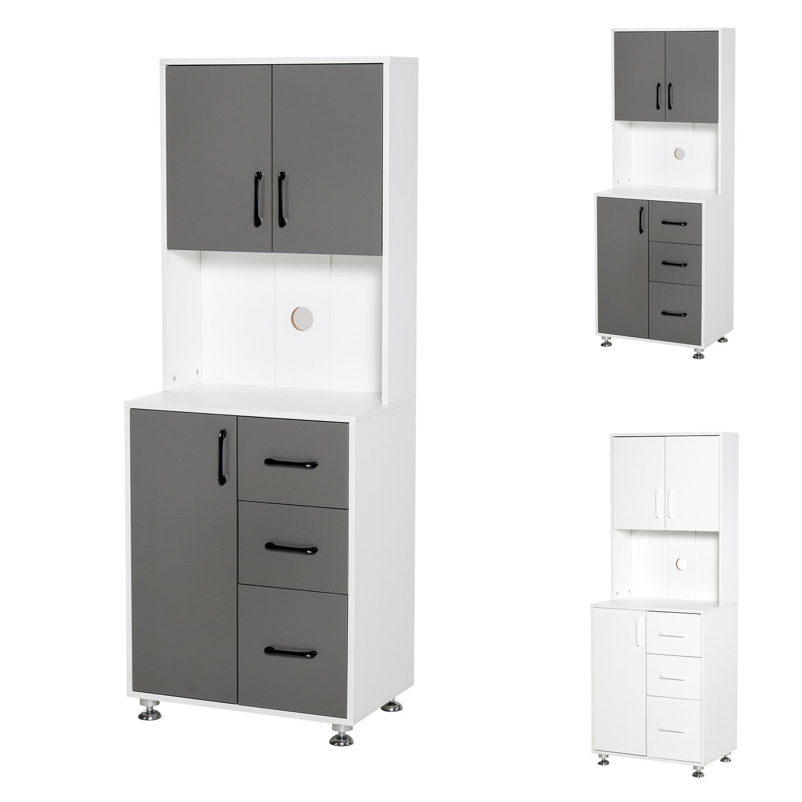 Modern Kitchen Cupboard with Storage Cabinets, 3 Drawers for Living Room