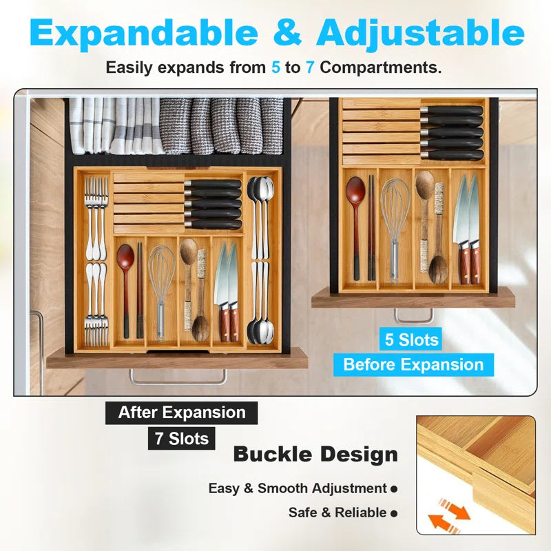 Bamboo Rectangle Flatware Caddy