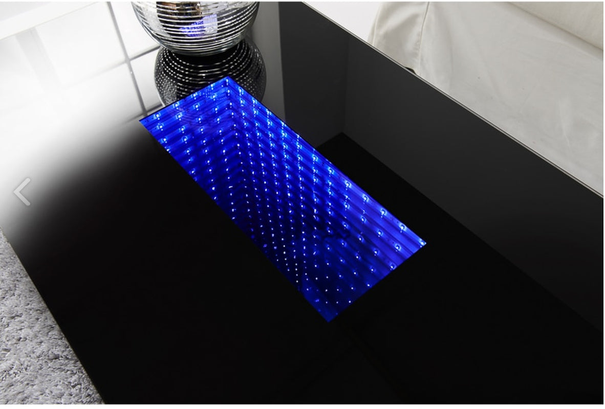 LED High Gloss Coffee Table Glass Top Living Room Decoration Furniture