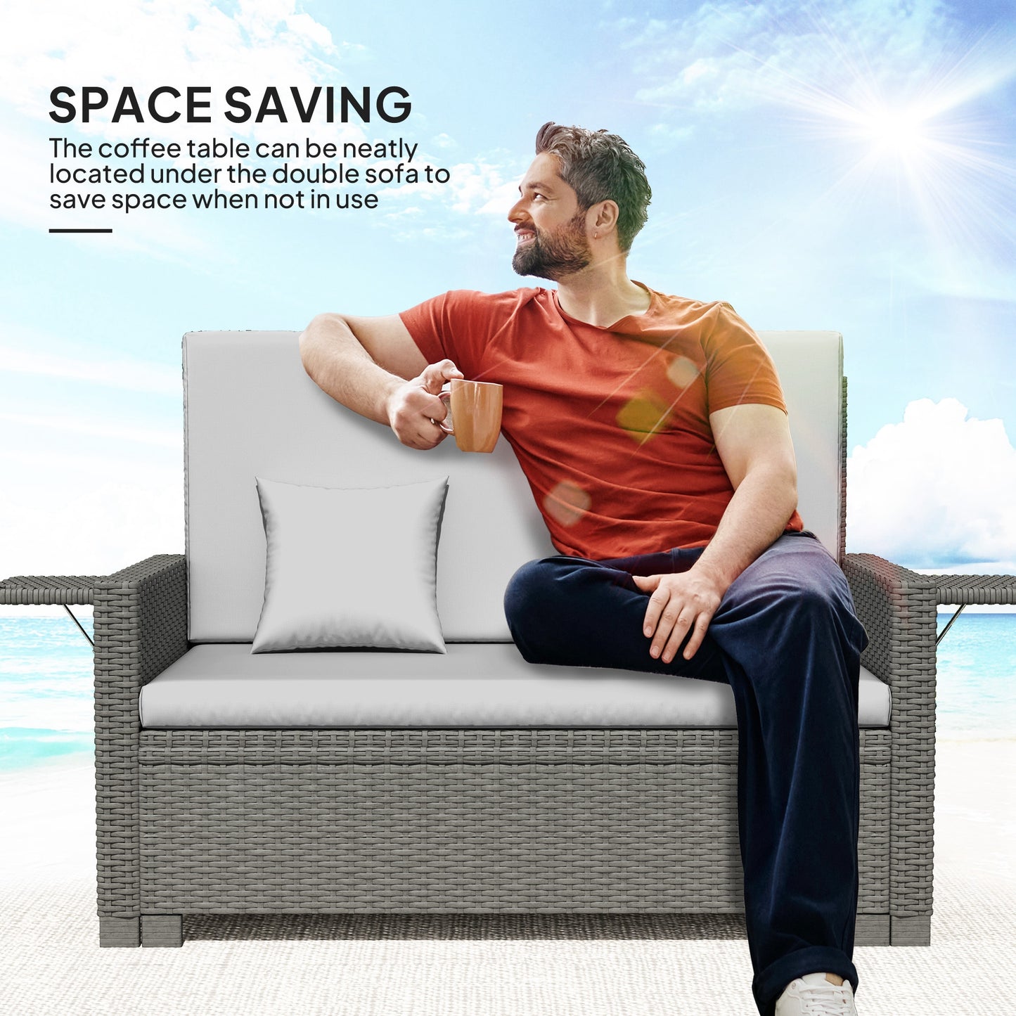 Garden Rattan Furniture Set 2 Seater Patio Sun Lounger Daybed Sunbed