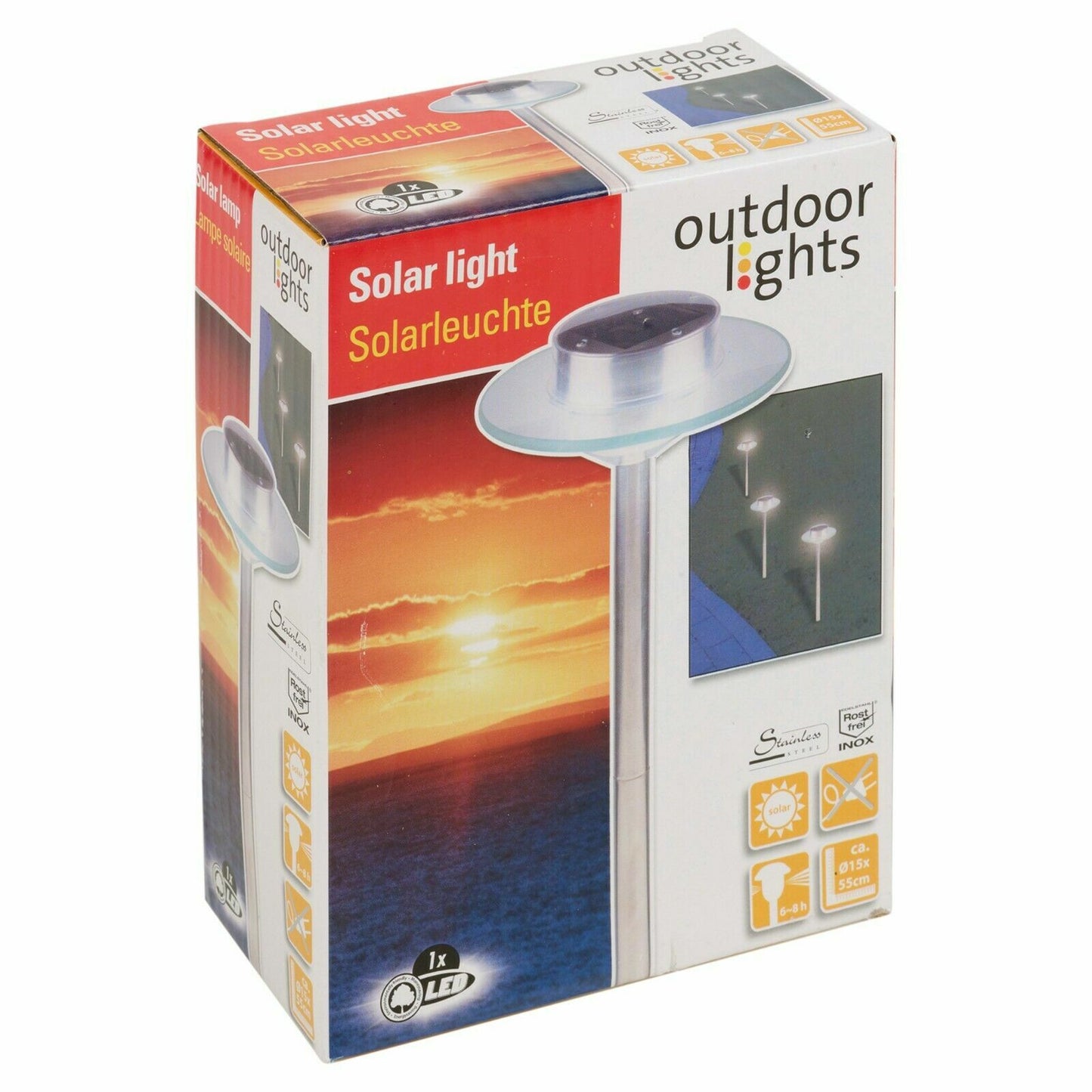 4 X 55Cm Tall LED Solar Powered Outdoor Garden Lights Garden Pathway Lamp Post