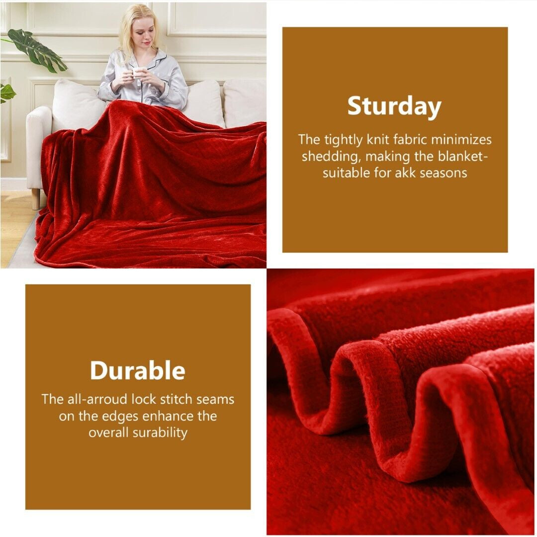 Large Fleece Blanket Throw Reversible Soft Warm Bed Sofa Blanket Double & King