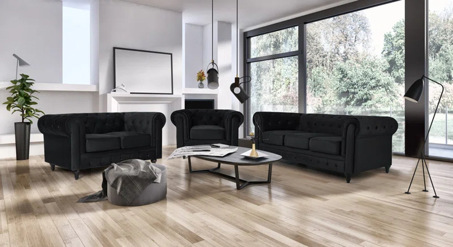 Asya 3 - Piece Velvet Living Room Set