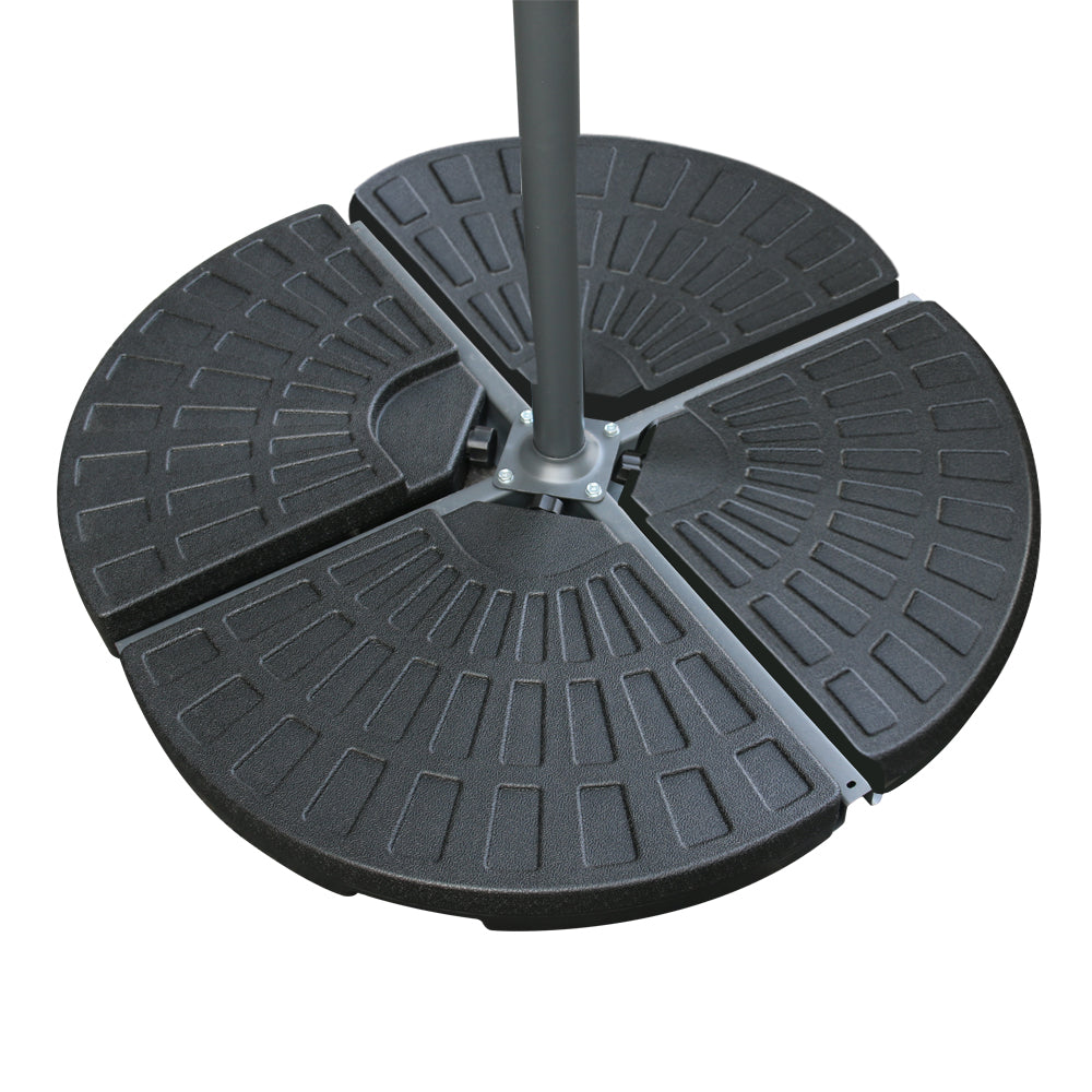 3M LED Powered Banana Parasol Outdoor Garden Hanging Cantilever Umbrella Crank