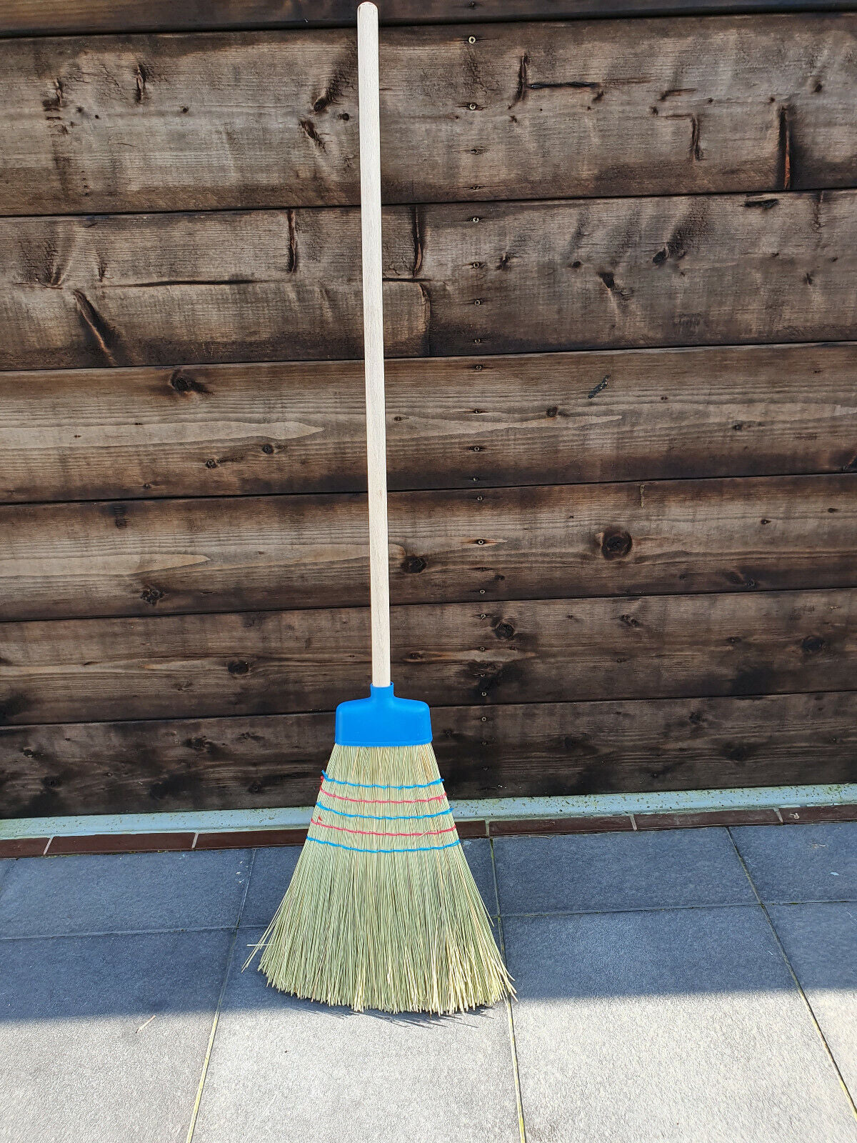 1.2M Traditional Outdoor Garden Sweeping Brush Floor Yard Wooden Broom Handle