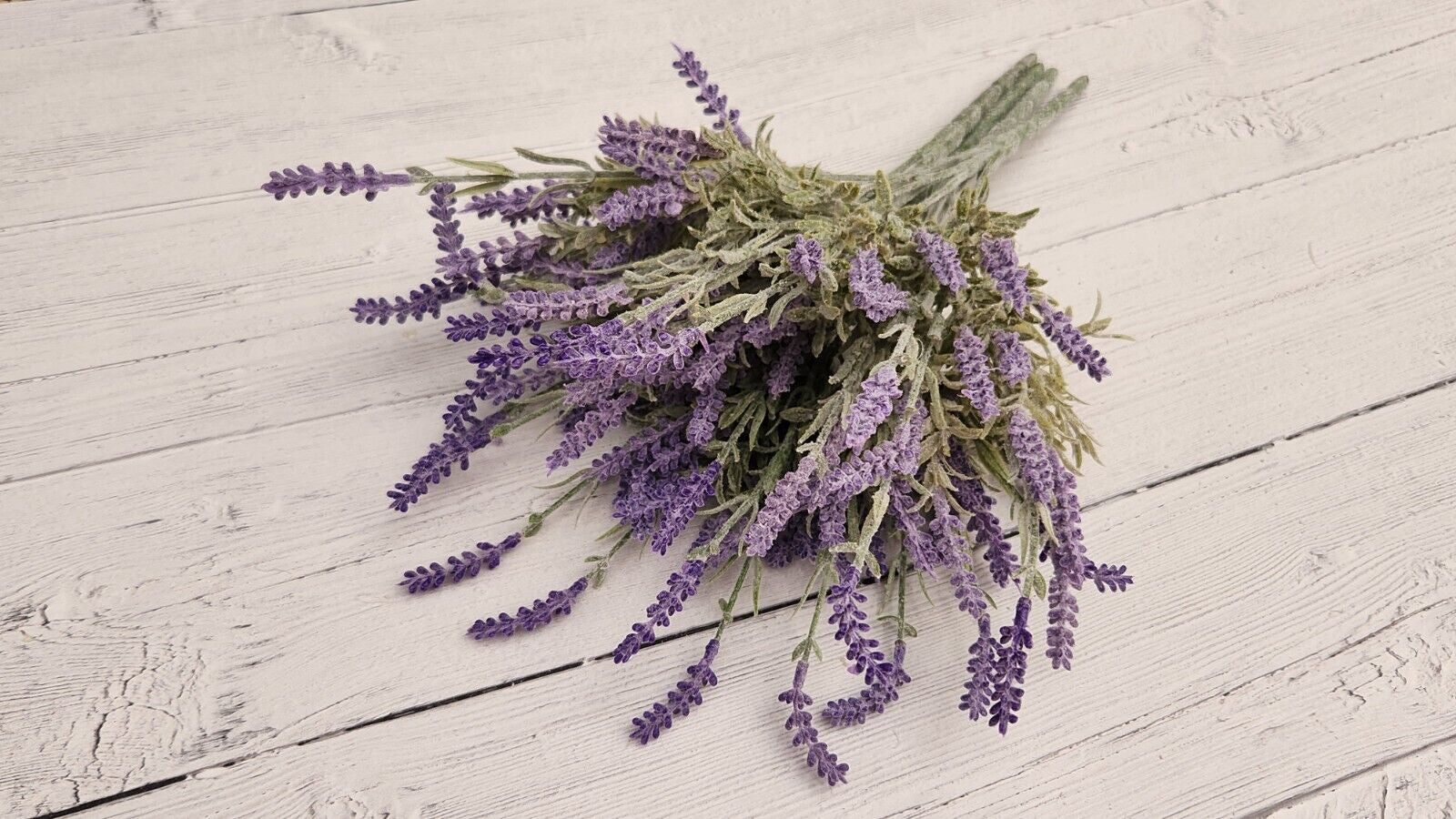 Artificial Lavender Flowers in Bundles Fake Silk Faux Lavender Plant Wooden Pots